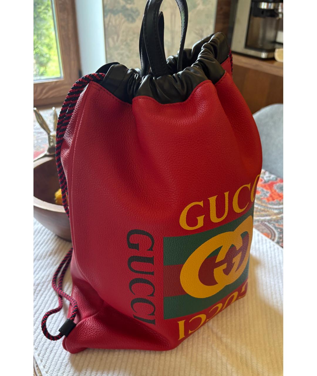 GUCCI Красный кожаный рюкзак, фото 2
