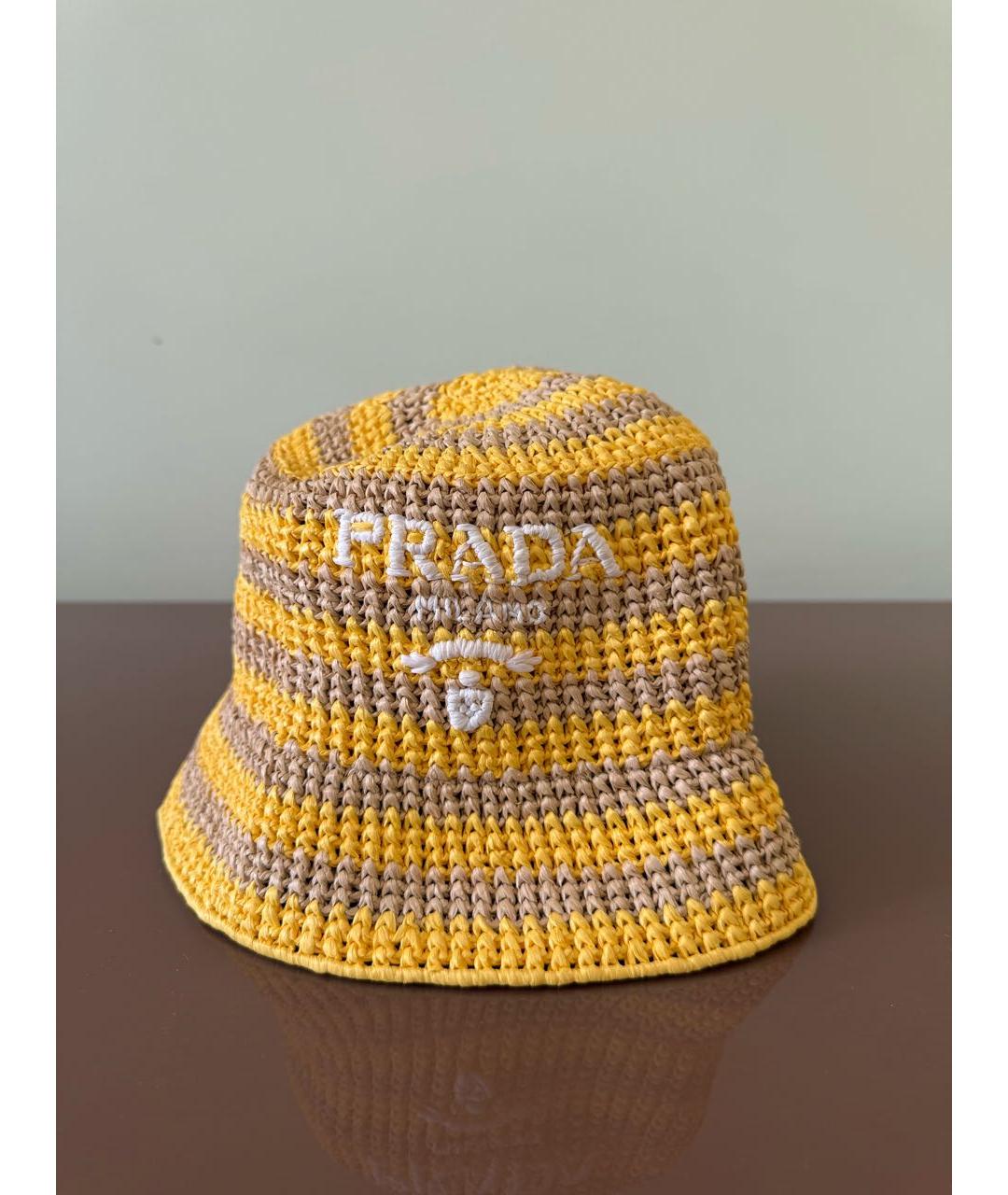 PRADA Желтая соломенная панама, фото 8