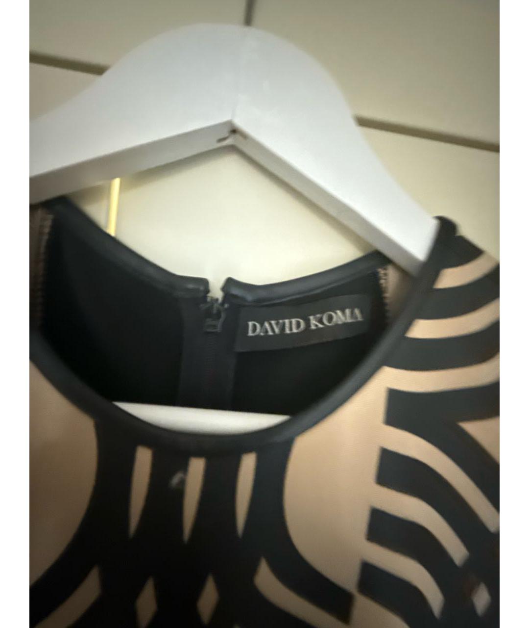 DAVID KOMA Бежевое вискозное коктейльное платье, фото 3