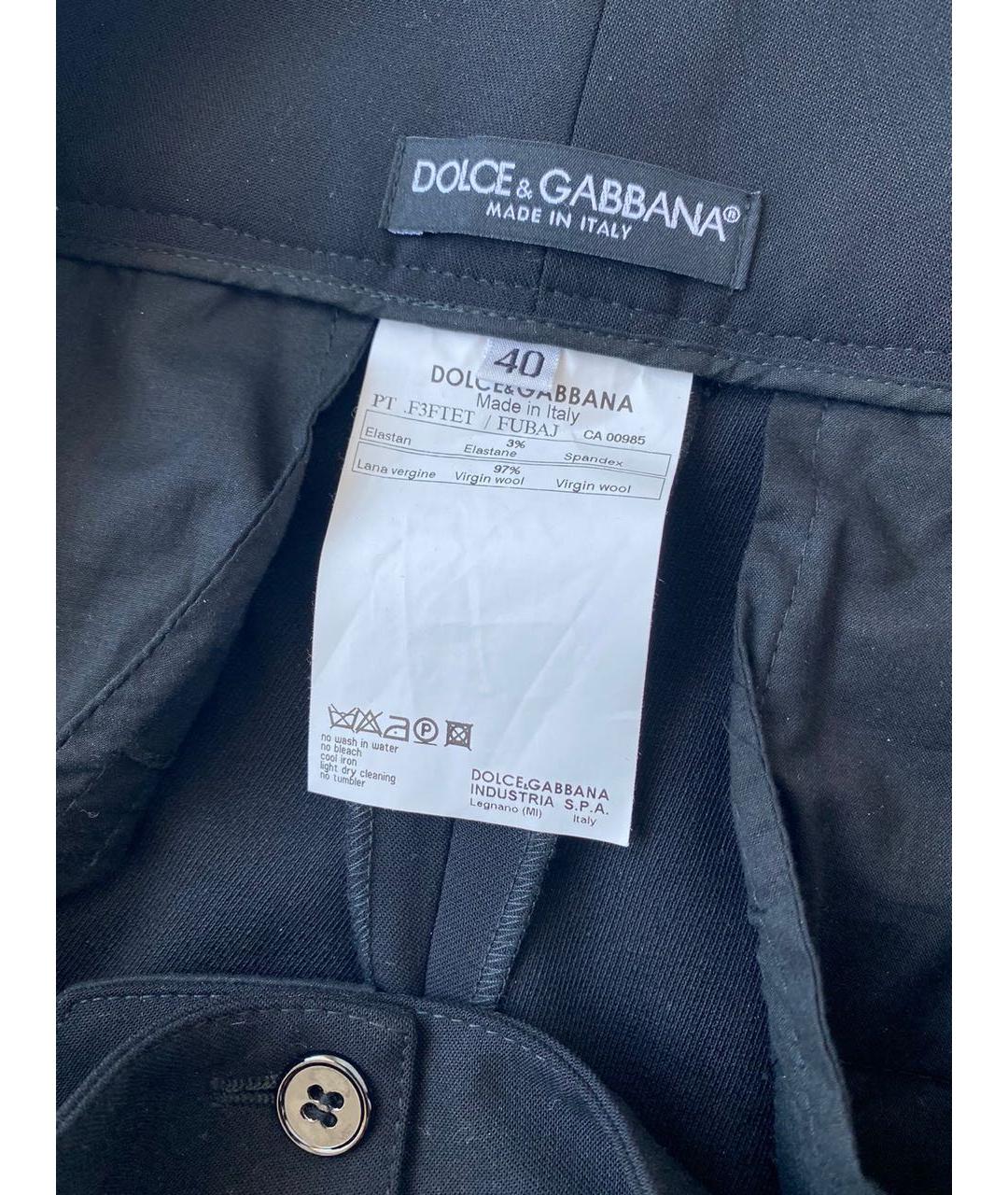 DOLCE&GABBANA Черные шерстяные брюки широкие, фото 5