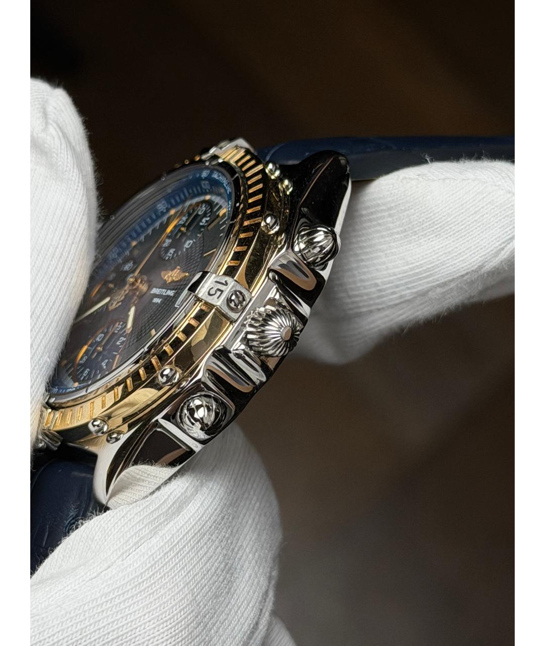 BREITLING Темно-синие часы из желтого золота, фото 4