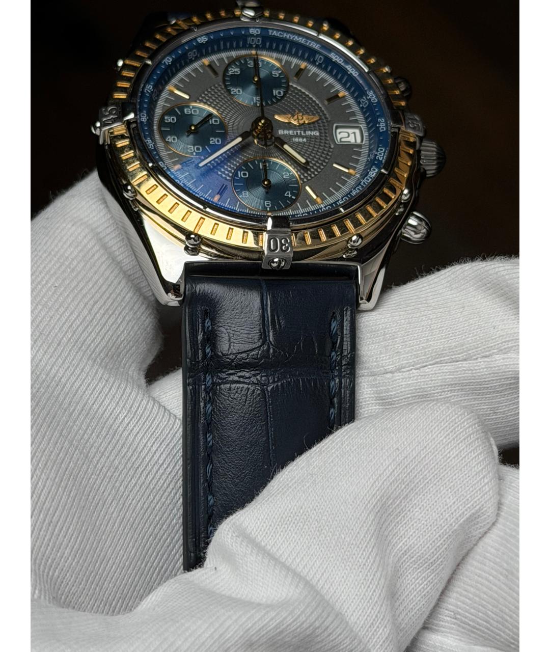 BREITLING Темно-синие часы из желтого золота, фото 6