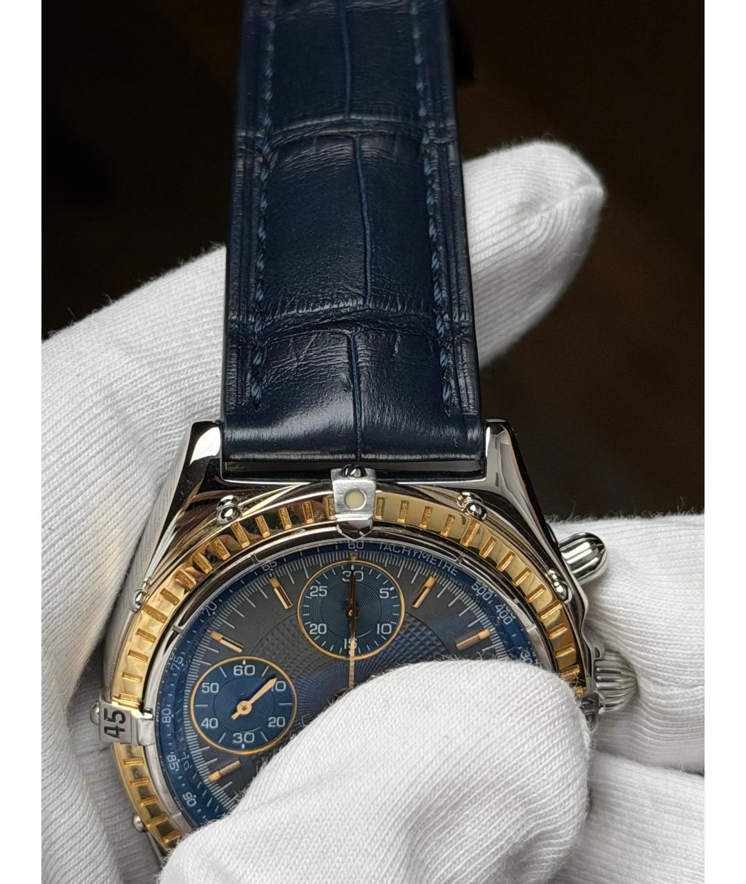BREITLING Темно-синие часы из желтого золота, фото 7