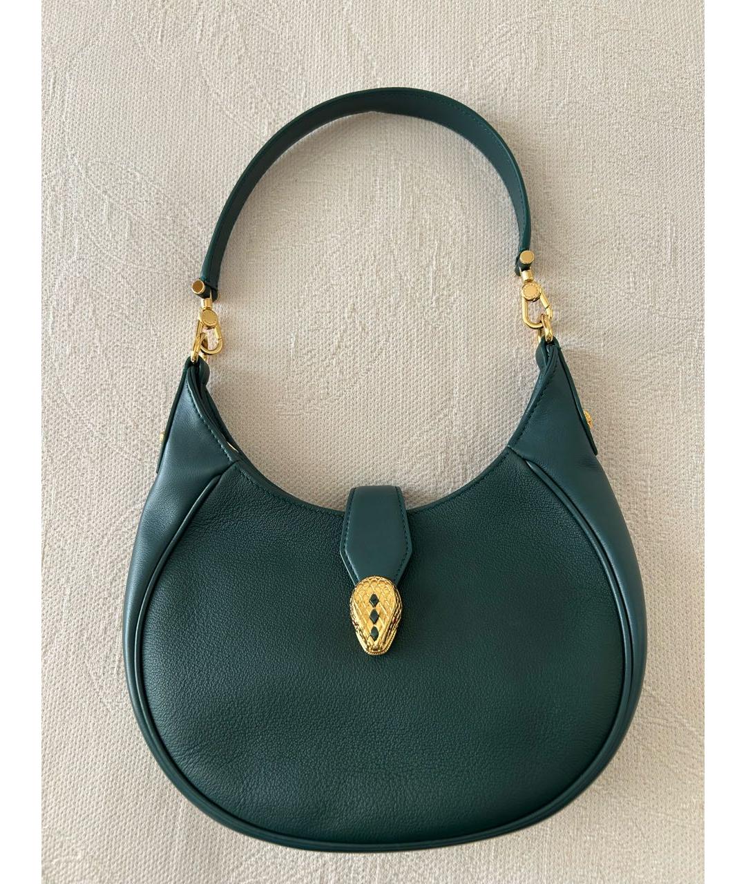 BVLGARI Зеленая кожаная сумка через плечо, фото 5