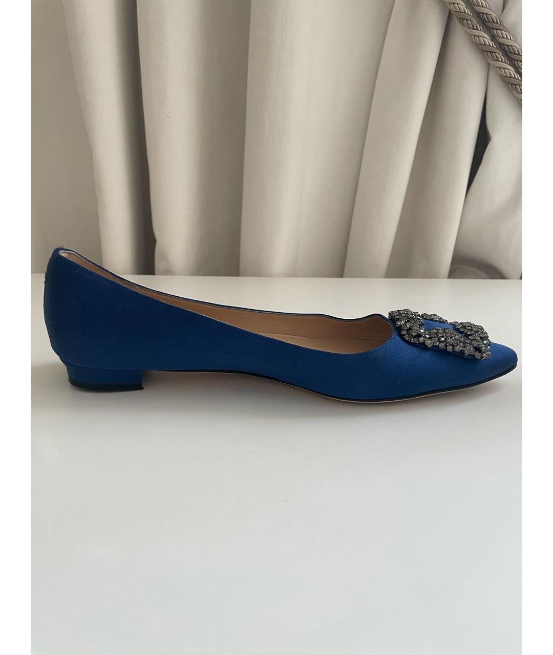 MANOLO BLAHNIK Синие кожаные туфли, фото 7