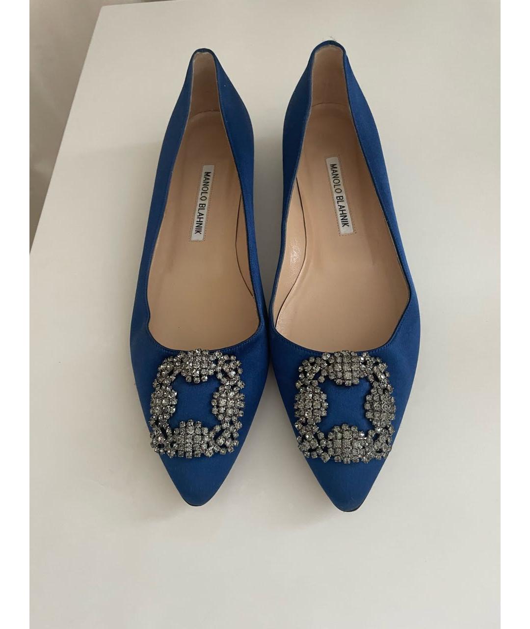 MANOLO BLAHNIK Синие кожаные туфли, фото 2