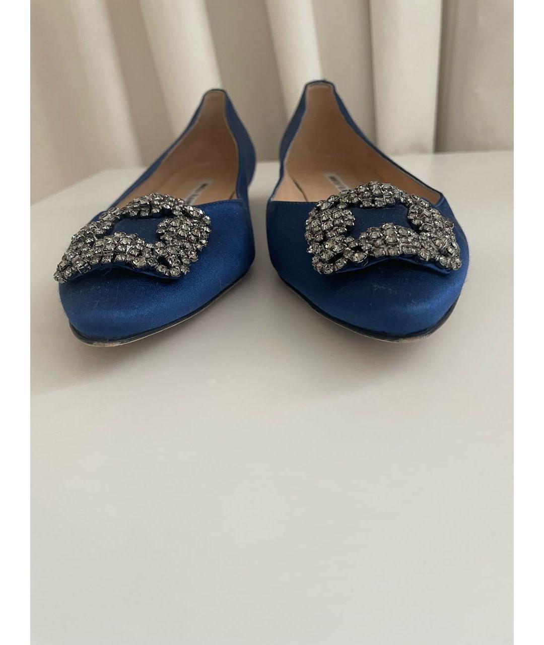 MANOLO BLAHNIK Синие кожаные туфли, фото 5