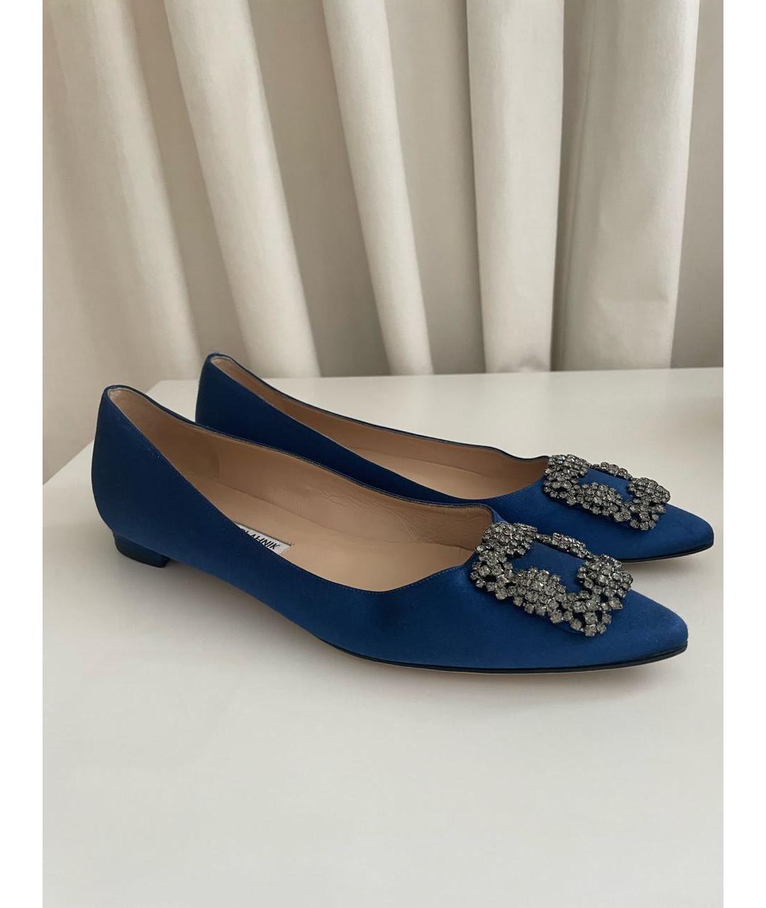 MANOLO BLAHNIK Синие кожаные туфли, фото 6