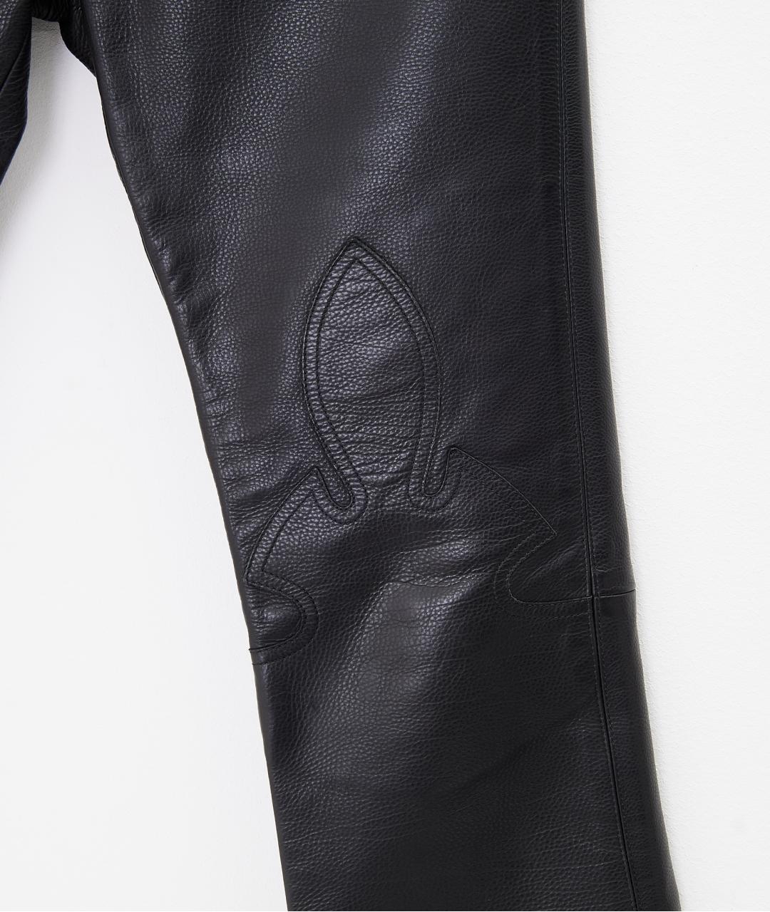 CHROME HEARTS Черные кожаные прямые брюки, фото 2