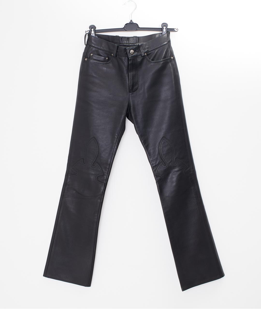 CHROME HEARTS Черные кожаные прямые брюки, фото 5