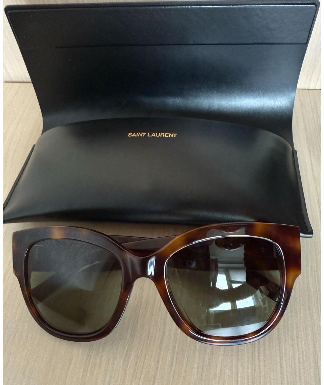 SAINT LAURENT Коричневые пластиковые солнцезащитные очки, фото 7