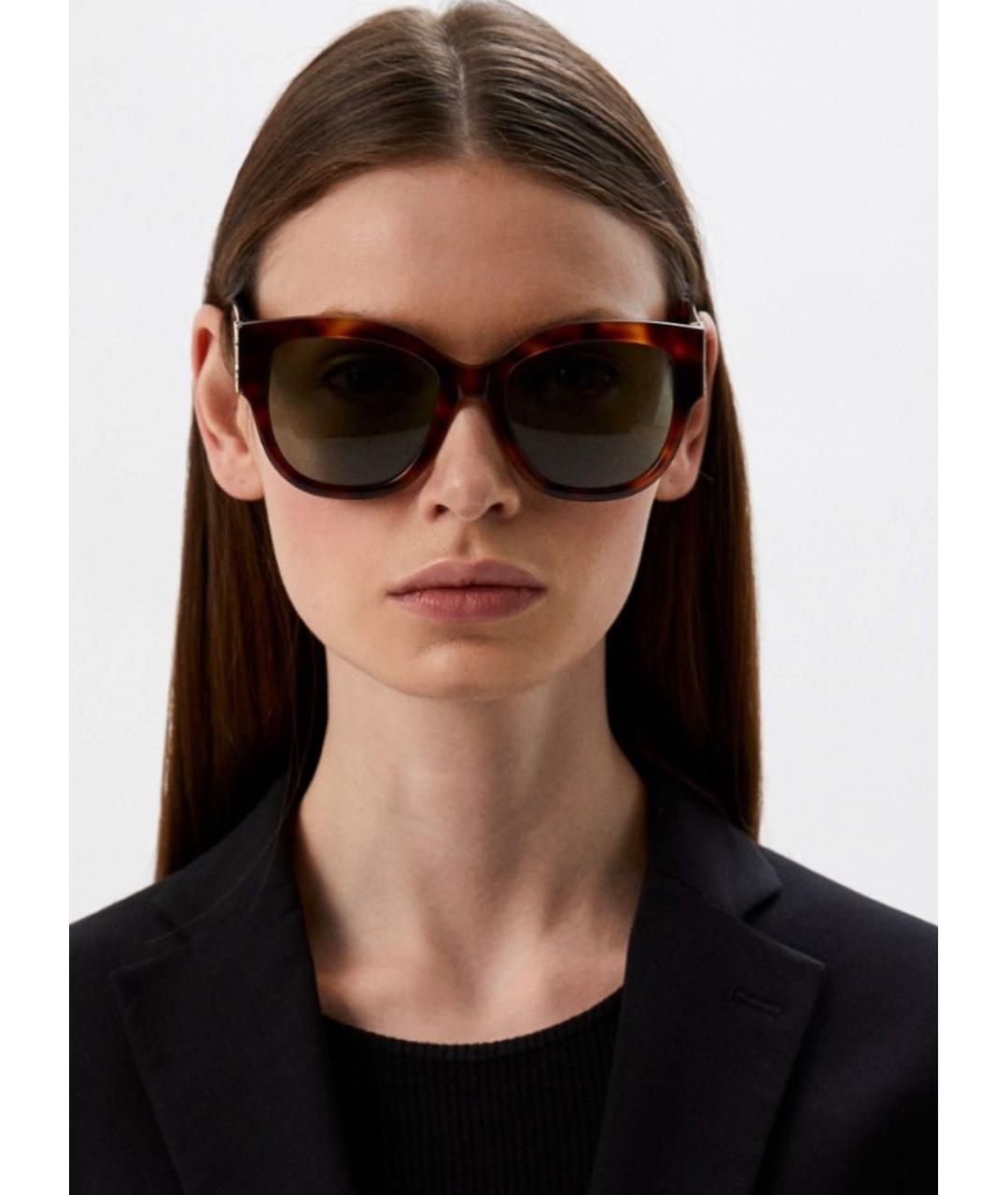 SAINT LAURENT Коричневые пластиковые солнцезащитные очки, фото 6