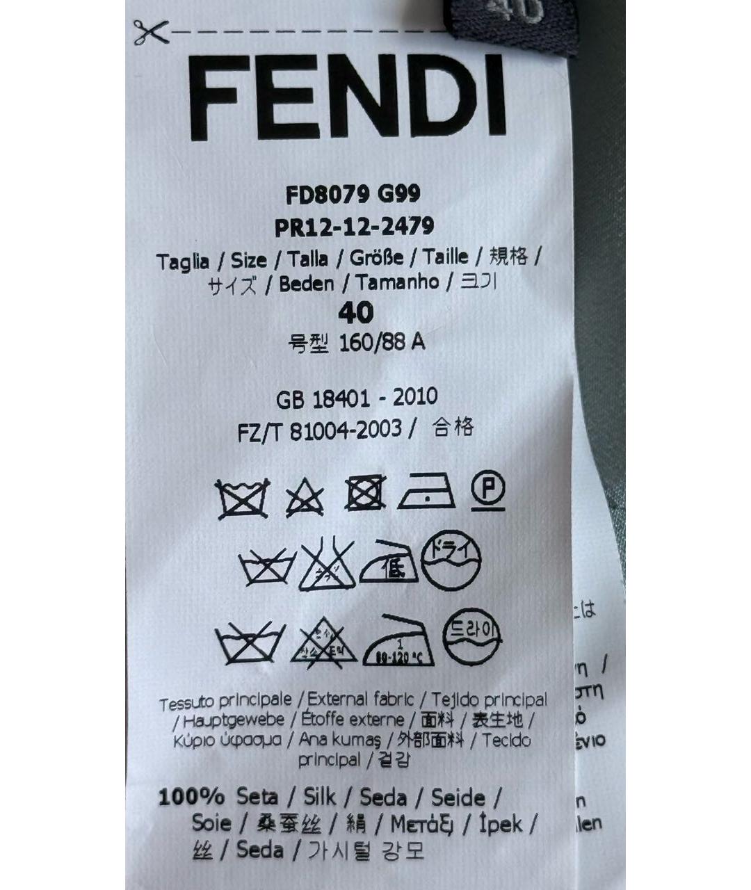 FENDI Голубое шелковое повседневное платье, фото 5