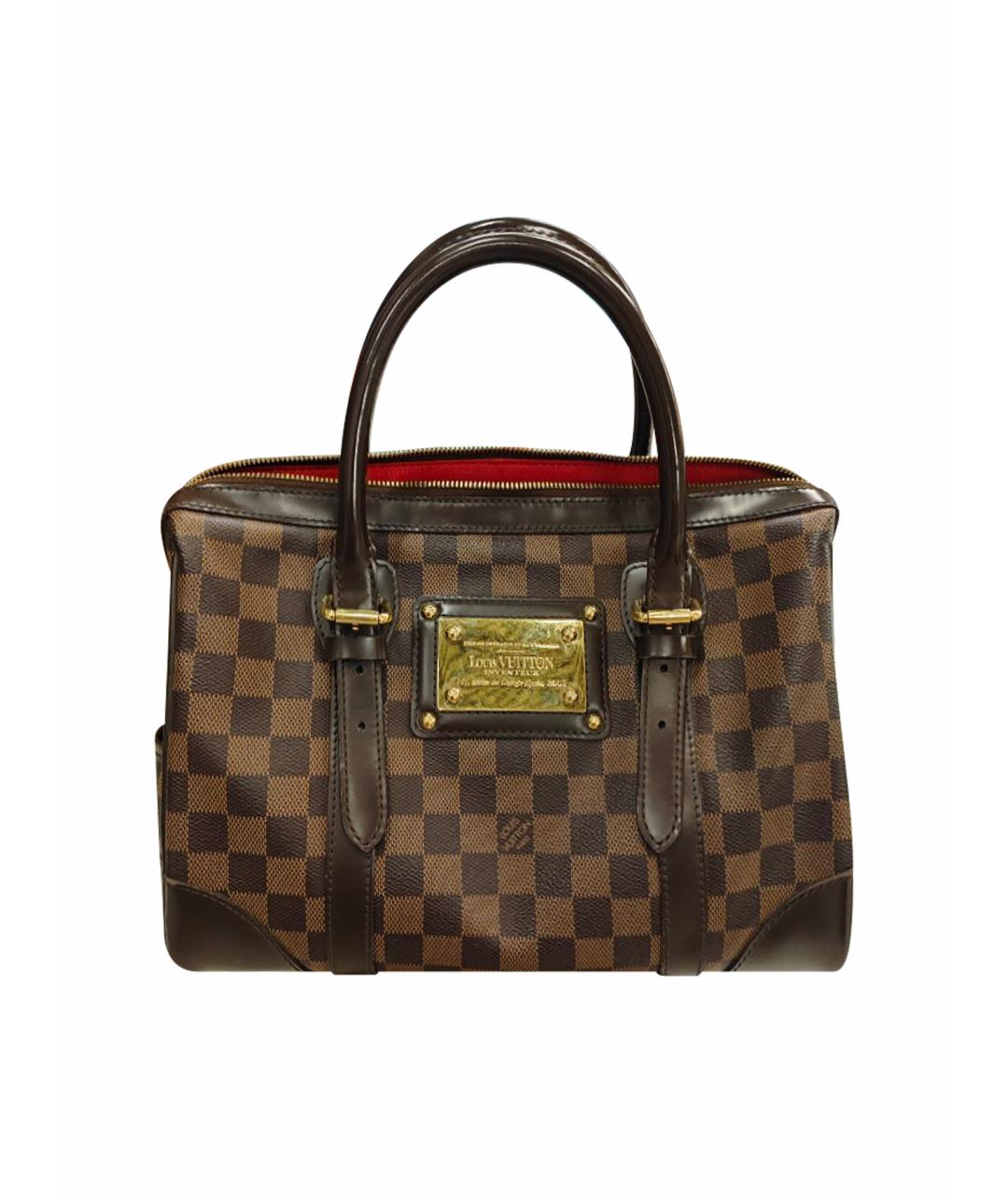 LOUIS VUITTON Коричневая кожаная сумка с короткими ручками, фото 6