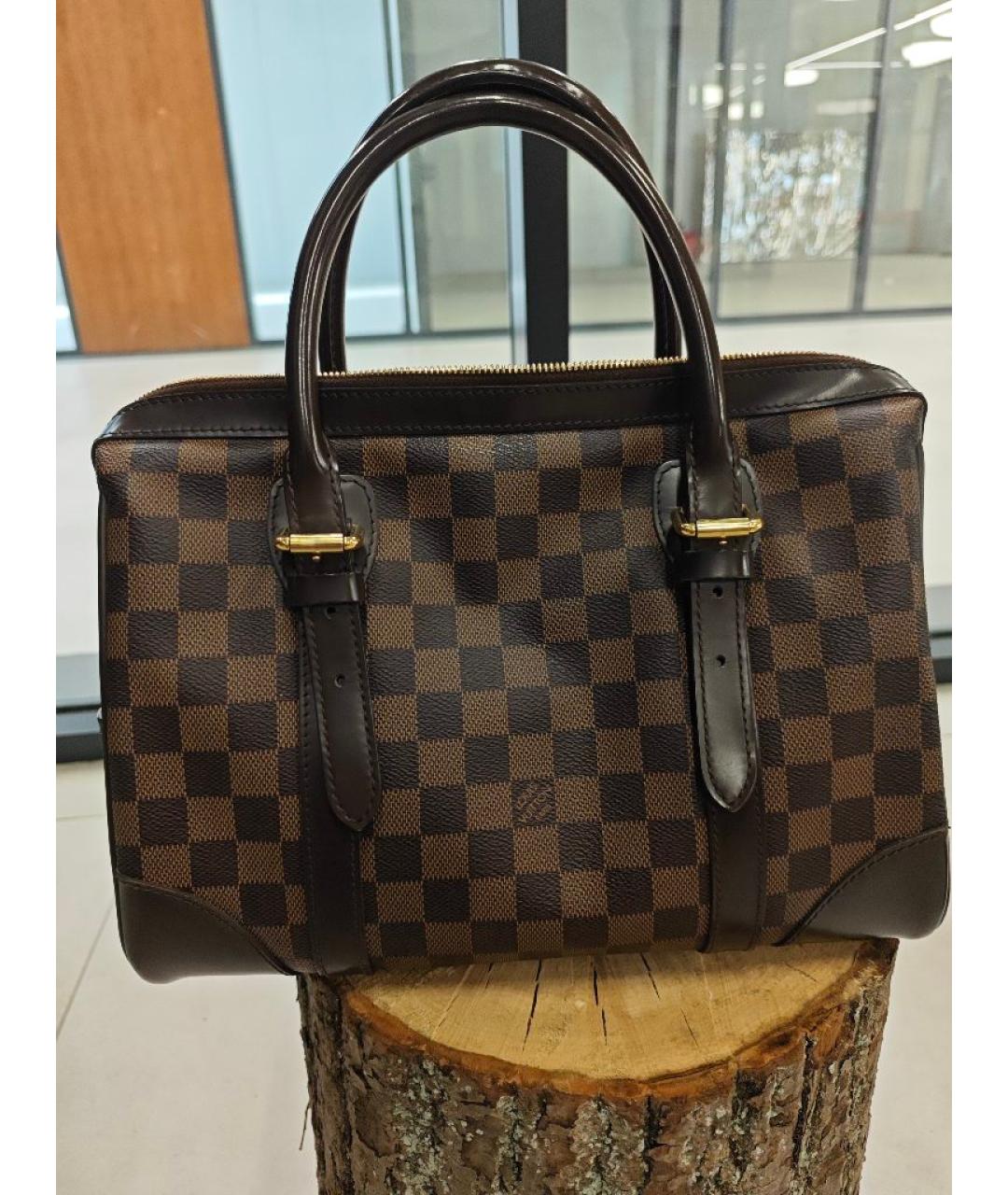 LOUIS VUITTON Коричневая кожаная сумка с короткими ручками, фото 3