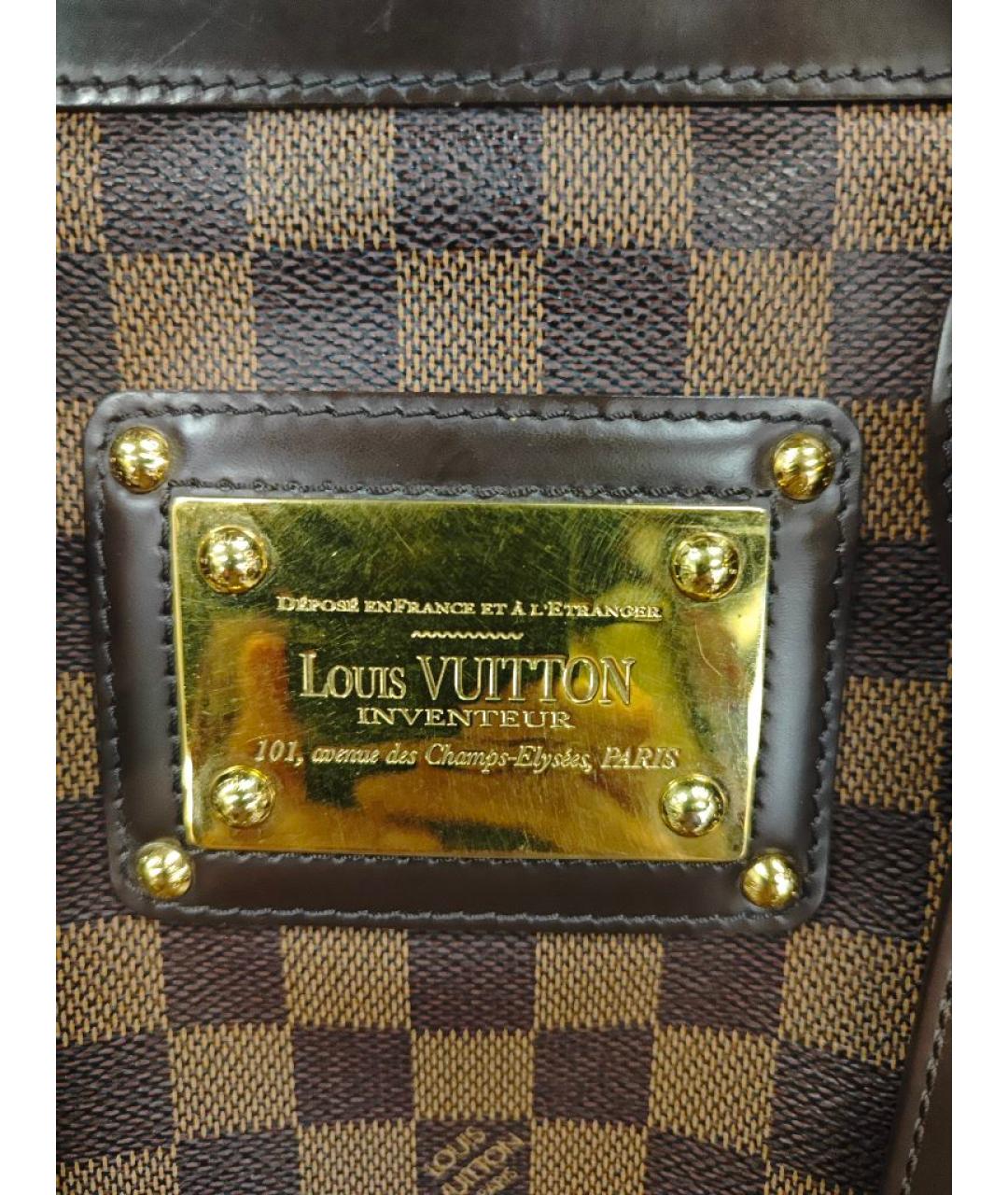 LOUIS VUITTON Коричневая кожаная сумка с короткими ручками, фото 5
