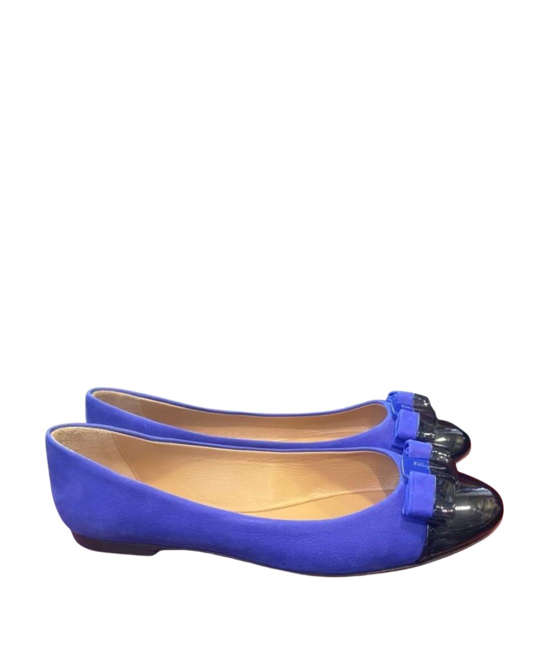 FERRAGAMO Синие балетки, фото 1