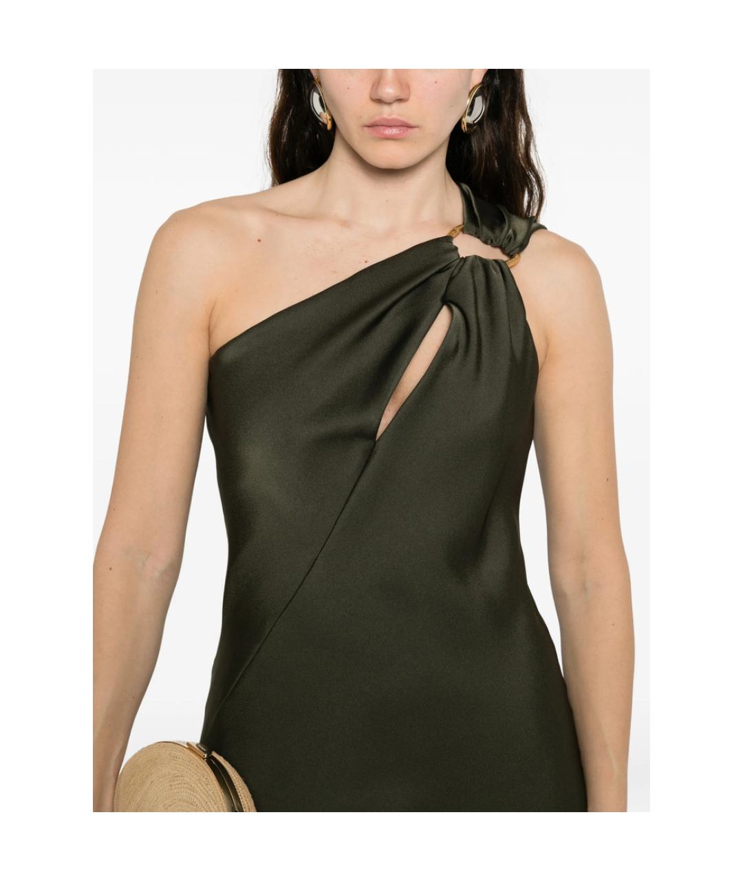 MAX MARA STUDIO Зеленое полиэстеровое коктейльное платье, фото 5