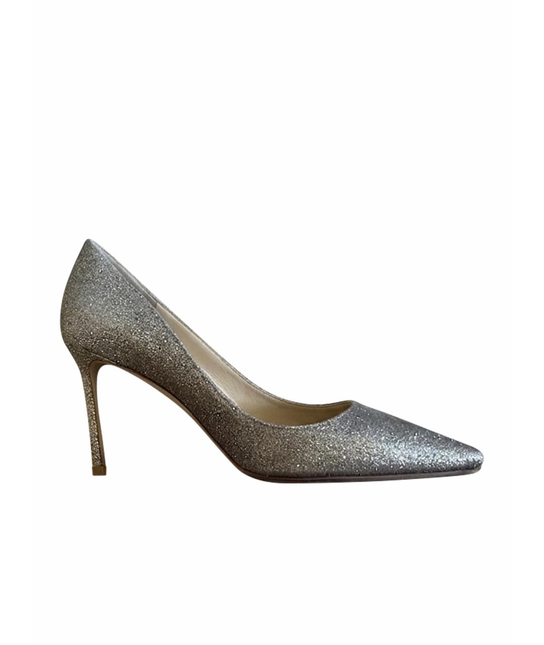JIMMY CHOO Золотые кожаные свадебные туфли на среднем каблуке, фото 1