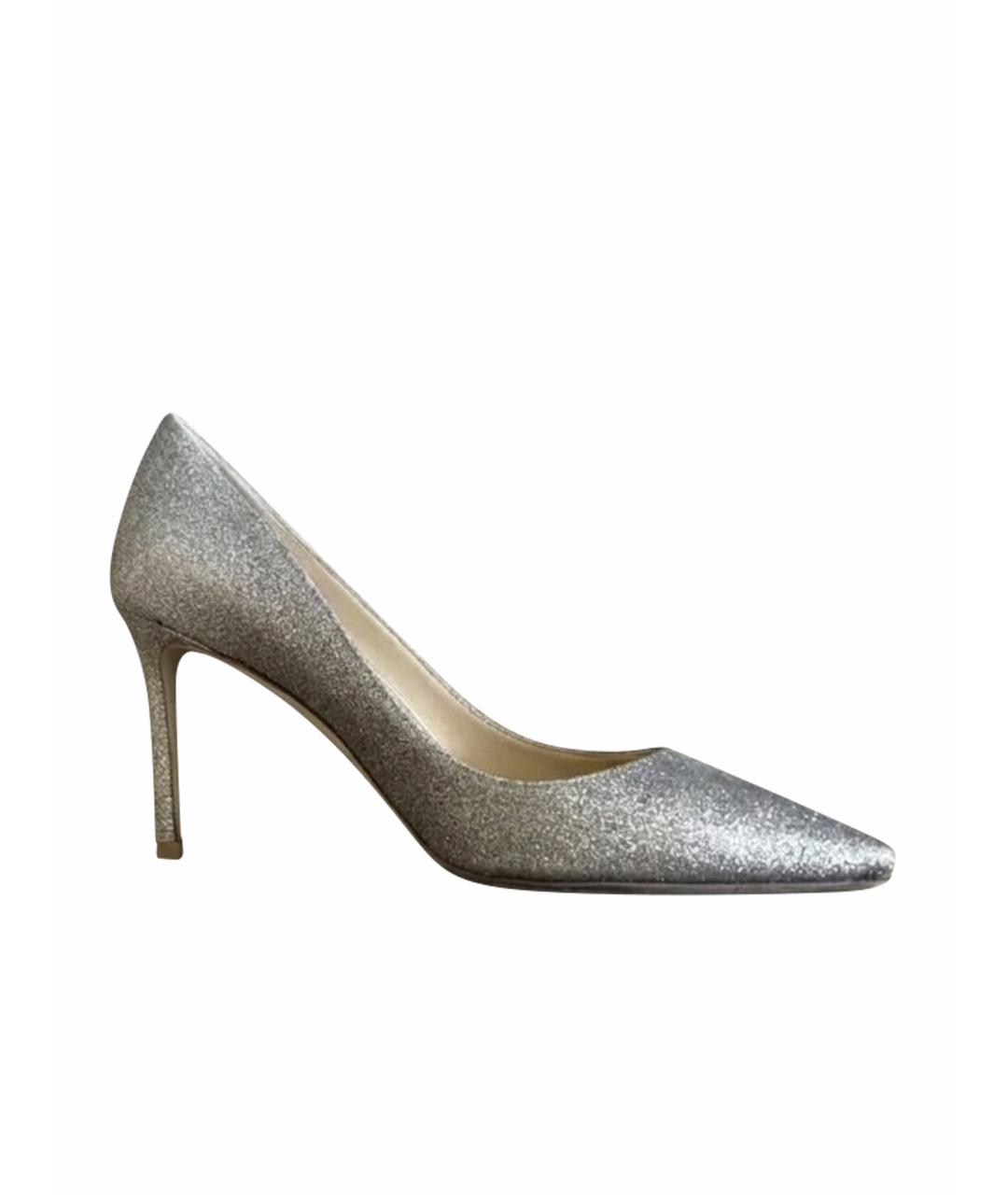 JIMMY CHOO Золотые кожаные свадебные туфли на среднем каблуке, фото 1