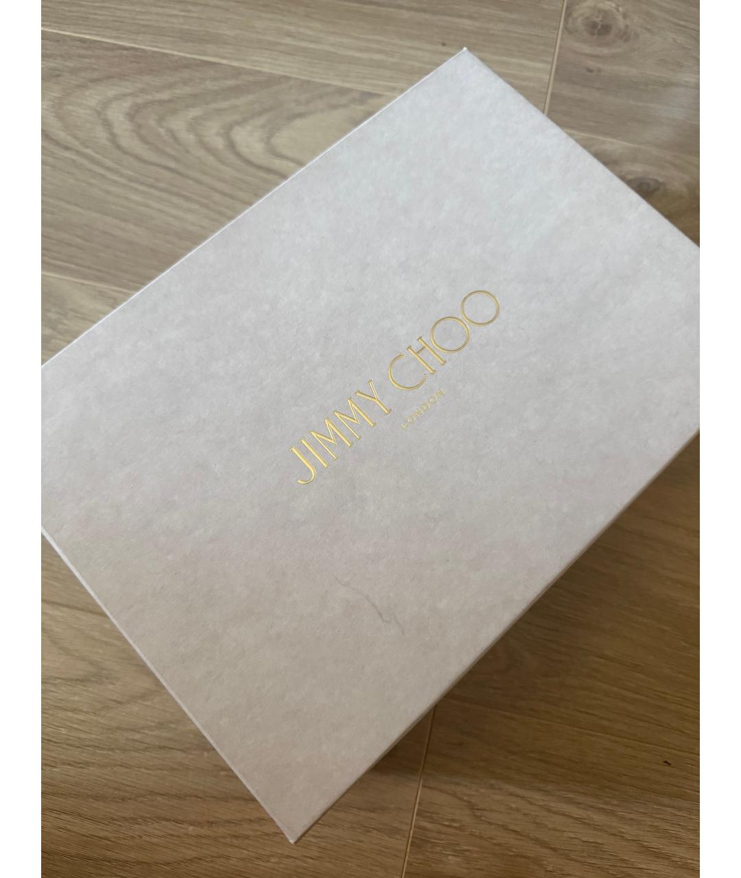 JIMMY CHOO Золотые кожаные свадебные туфли на среднем каблуке, фото 7
