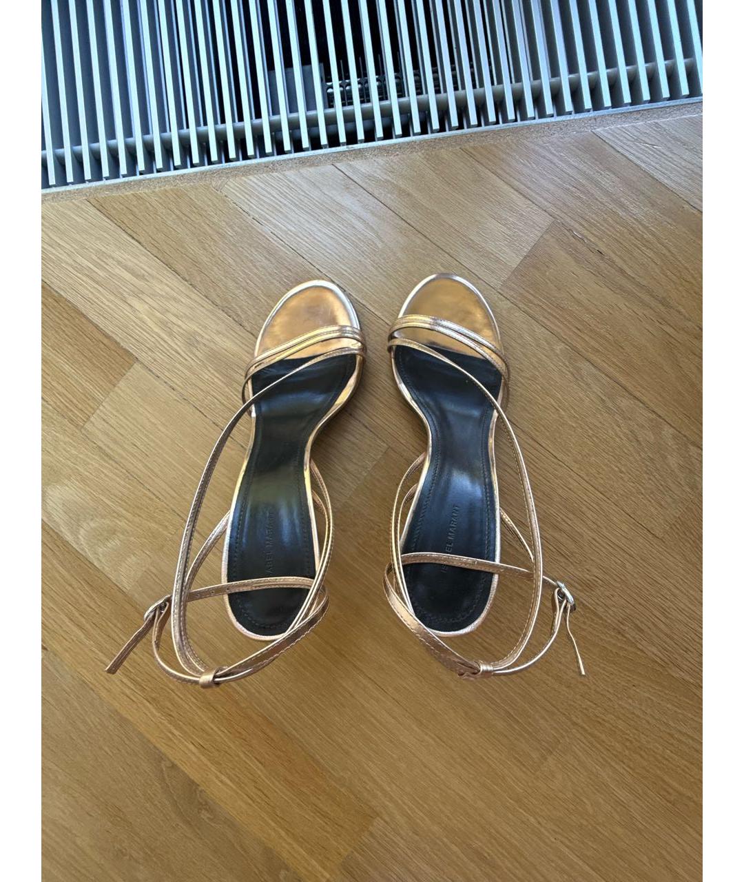 ISABEL MARANT Золотые кожаные босоножки, фото 3