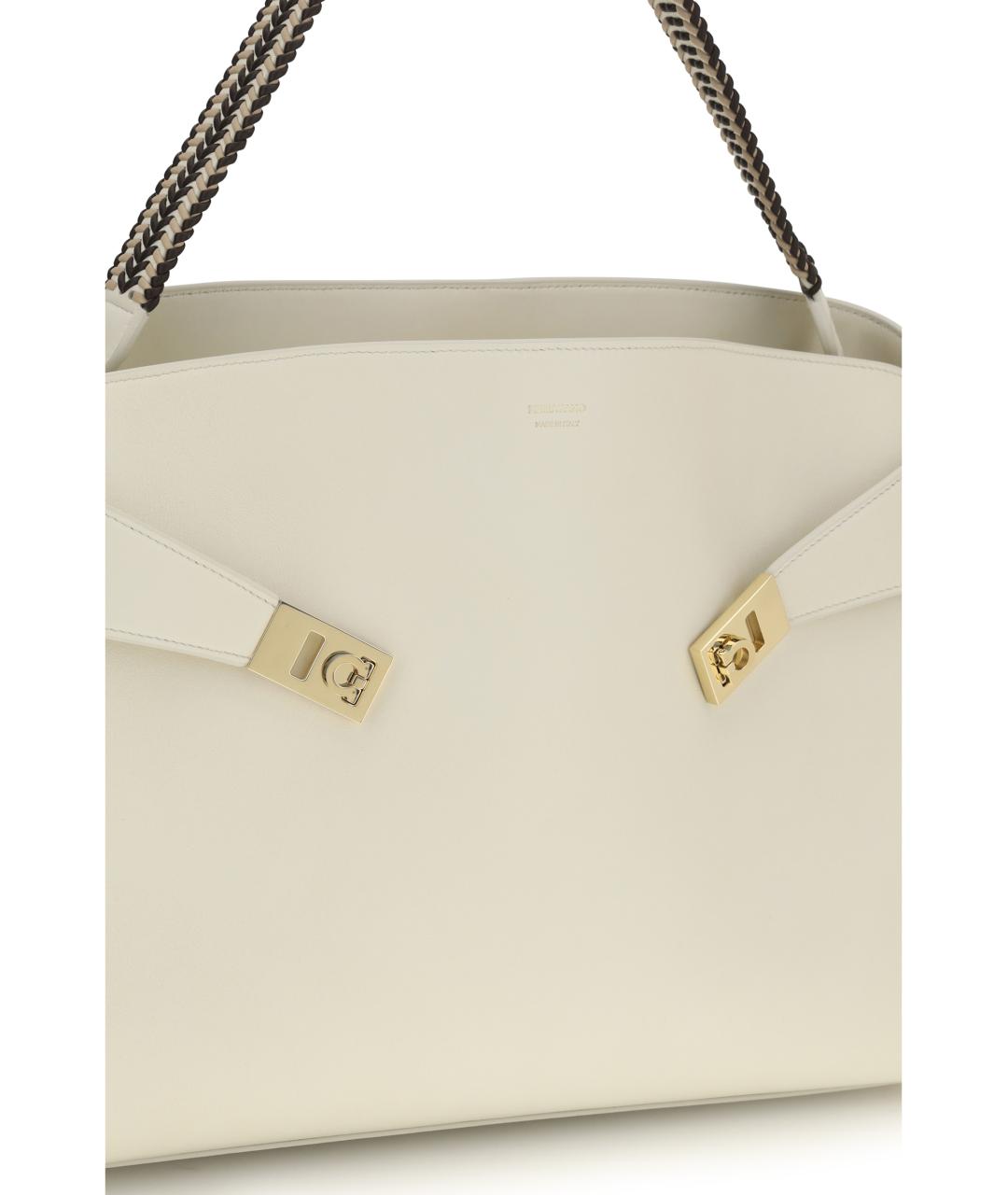 FERRAGAMO Бежевая кожаная сумка тоут, фото 4