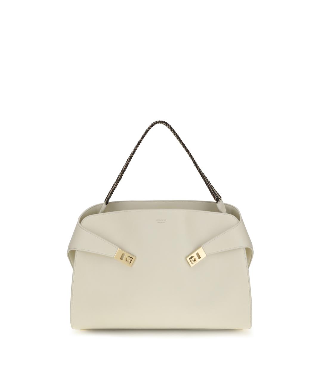 FERRAGAMO Бежевая кожаная сумка тоут, фото 1
