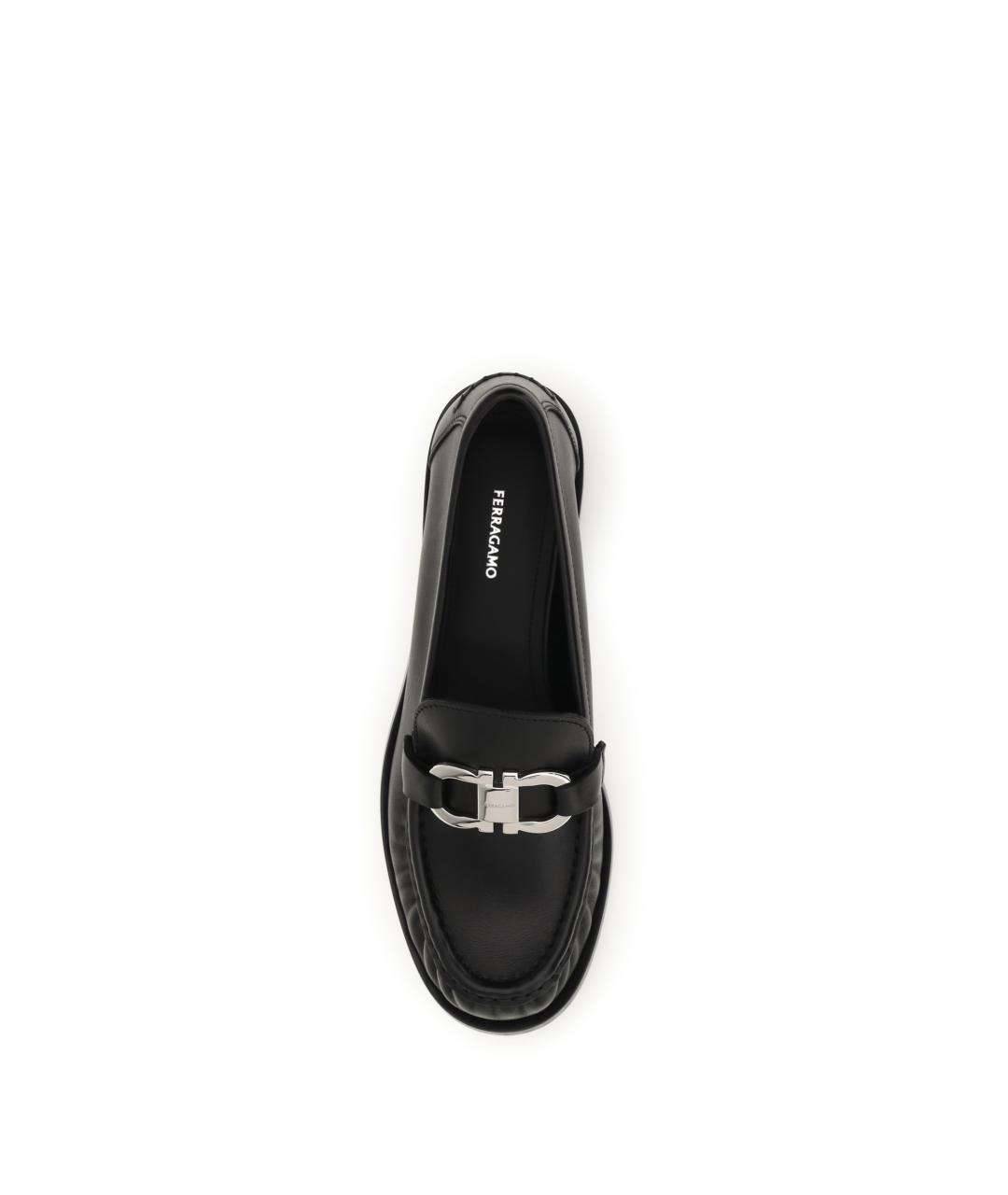 FERRAGAMO Черные кожаные лоферы, фото 4