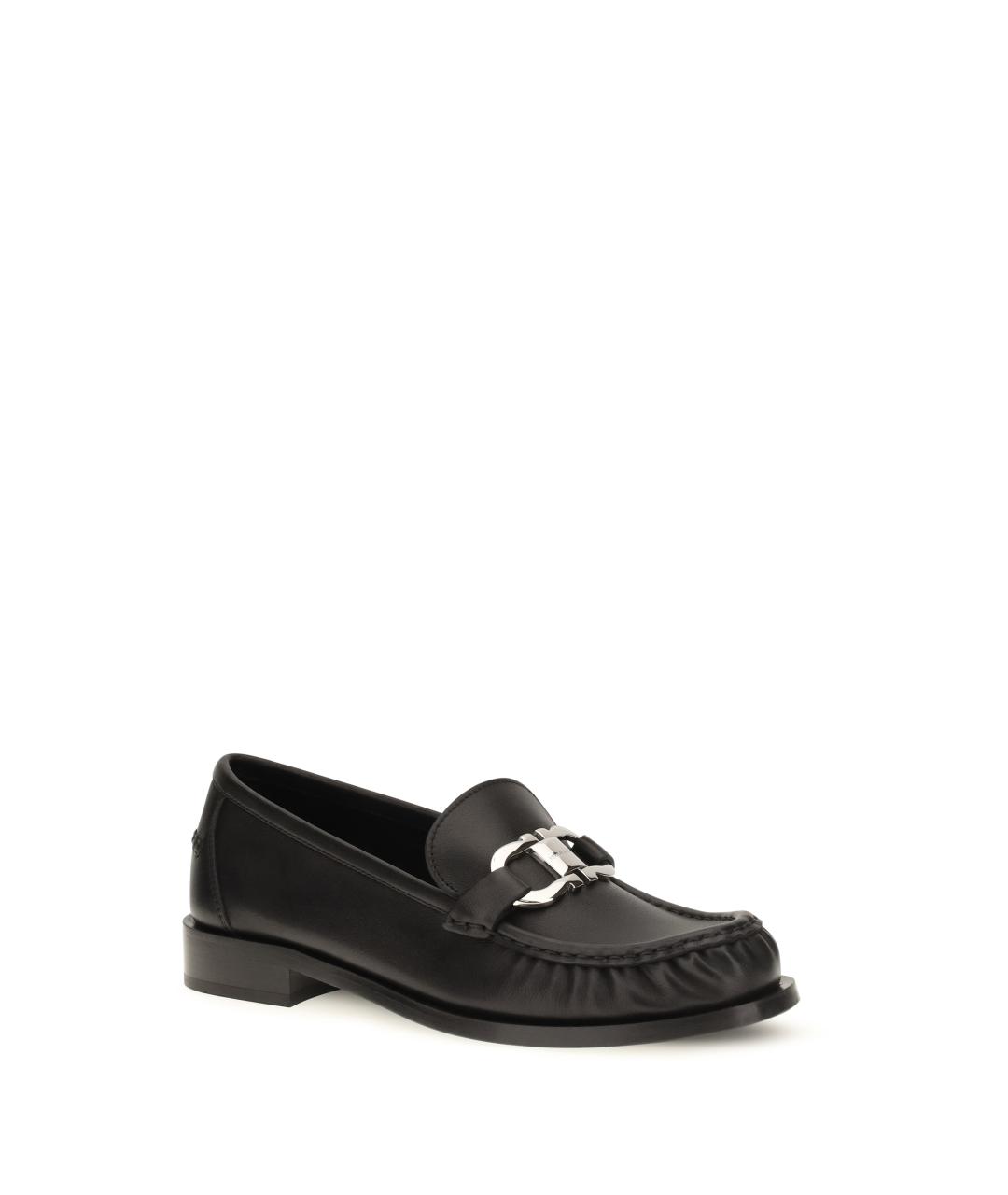 FERRAGAMO Черные кожаные лоферы, фото 2