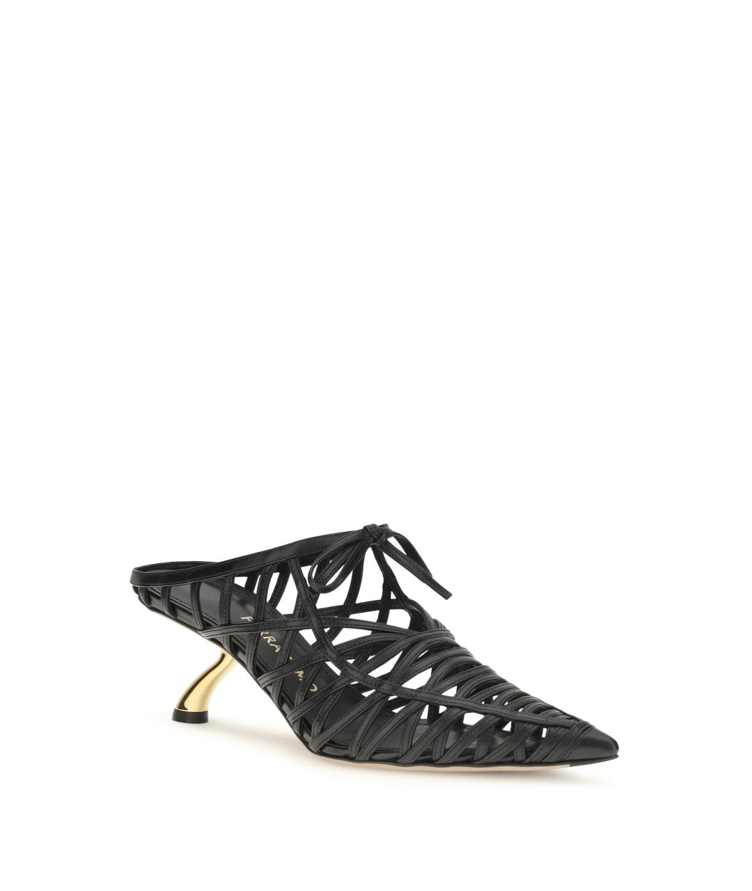 FERRAGAMO Черные кожаные мюли, фото 2
