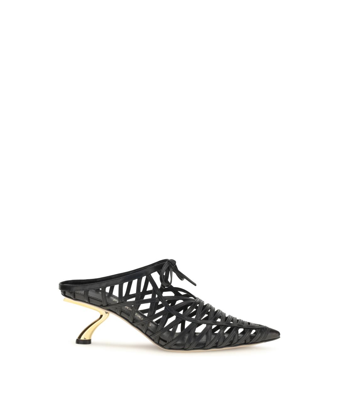 FERRAGAMO Черные кожаные мюли, фото 1