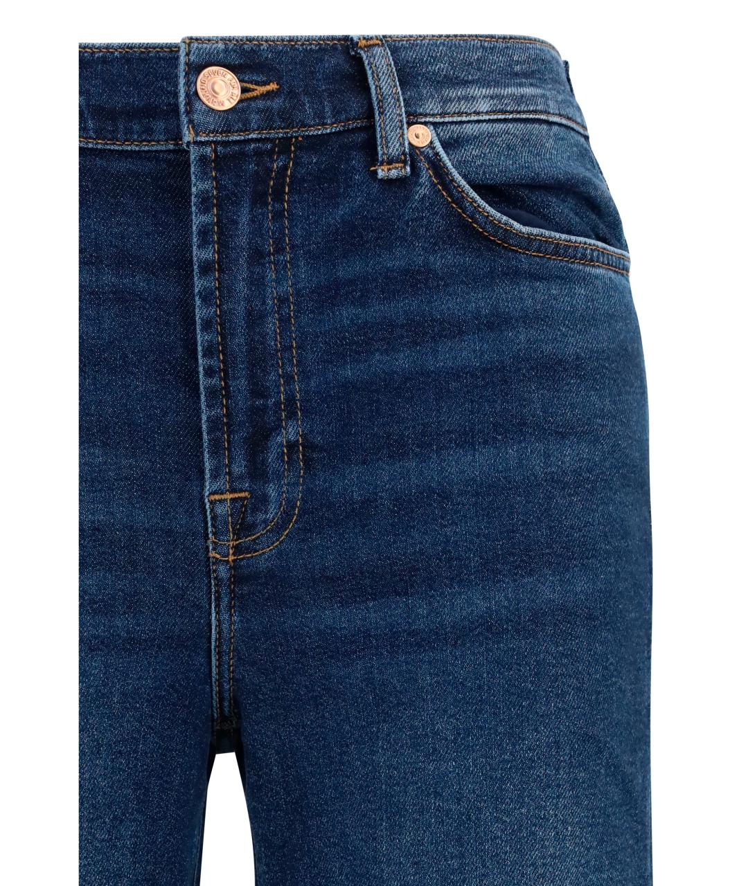 7 FOR ALL MANKIND Синие хлопковые прямые джинсы, фото 3