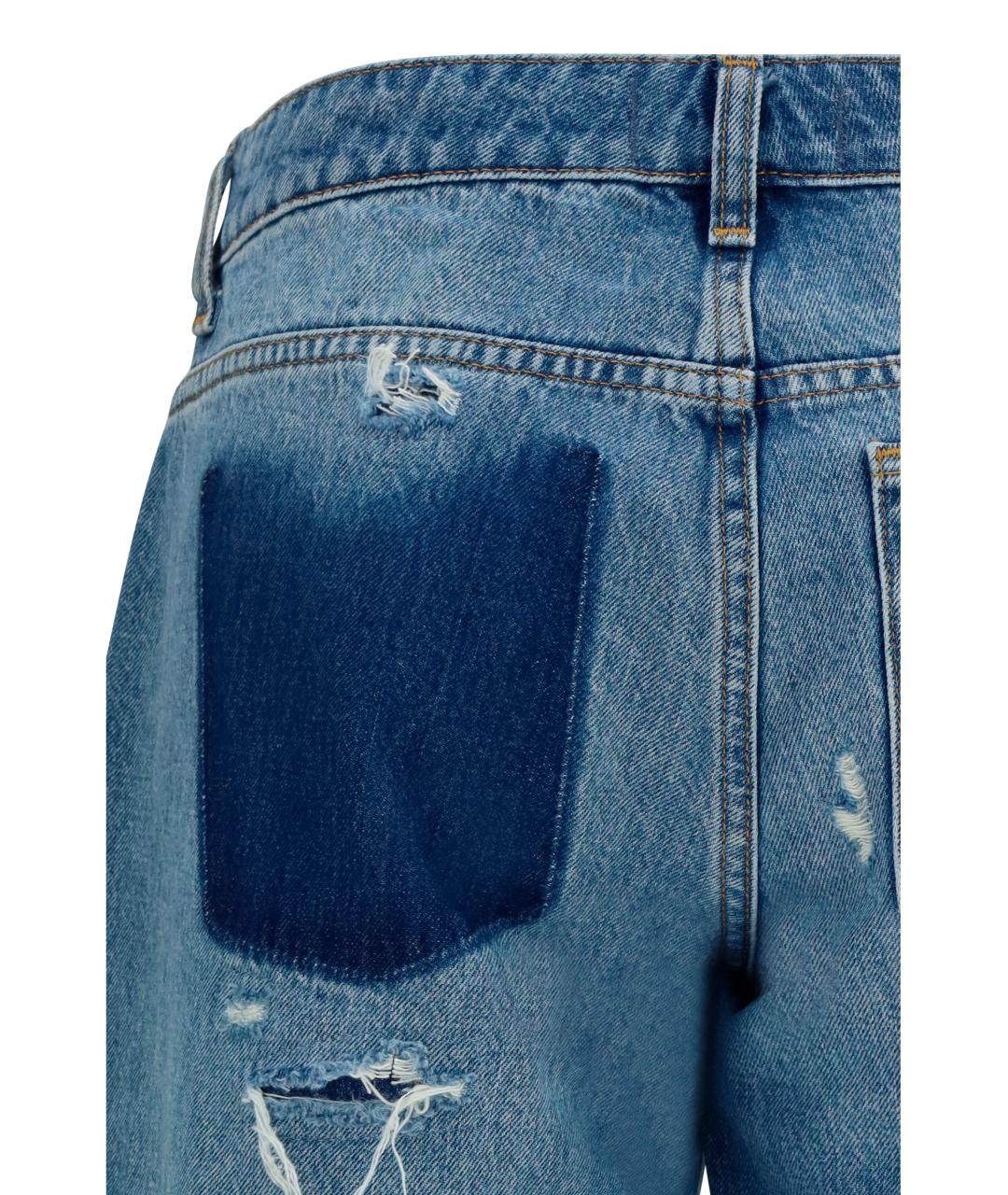 7 FOR ALL MANKIND Синие хлопковые прямые джинсы, фото 3
