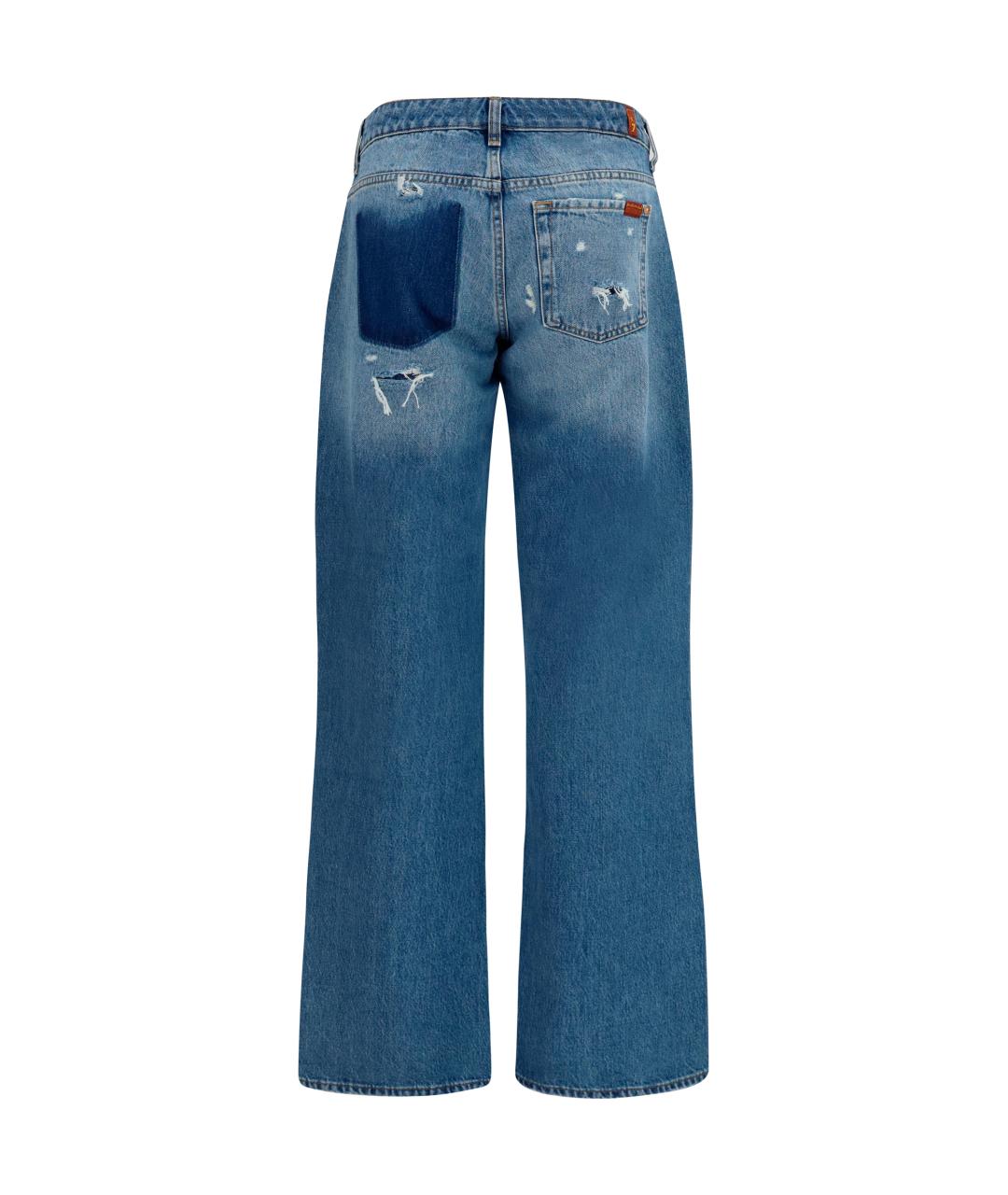 7 FOR ALL MANKIND Синие хлопковые прямые джинсы, фото 2