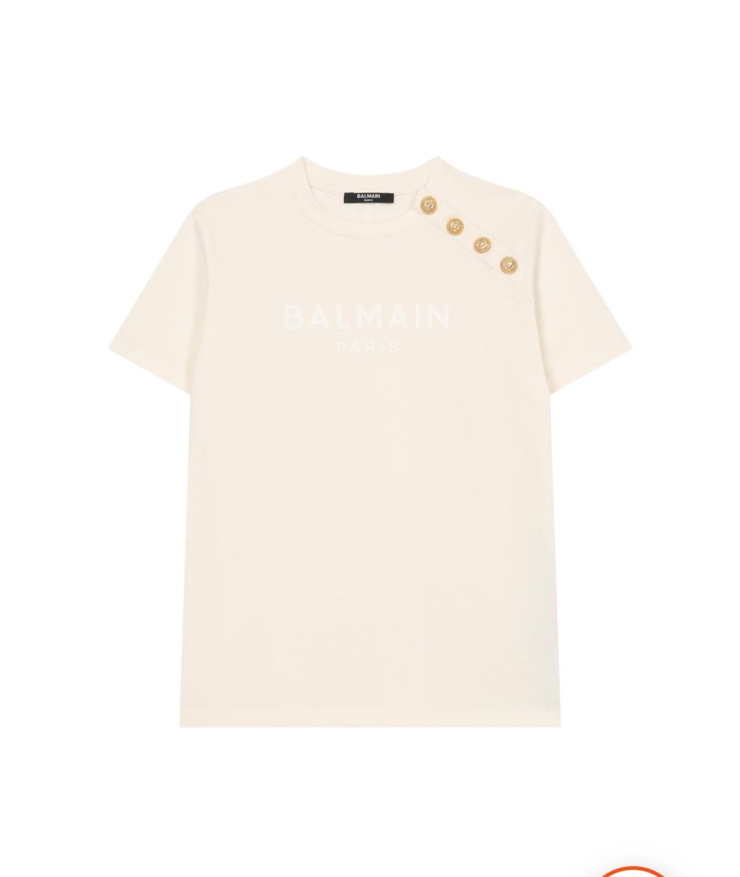 BALMAIN Бежевая хлопковая футболка, фото 1