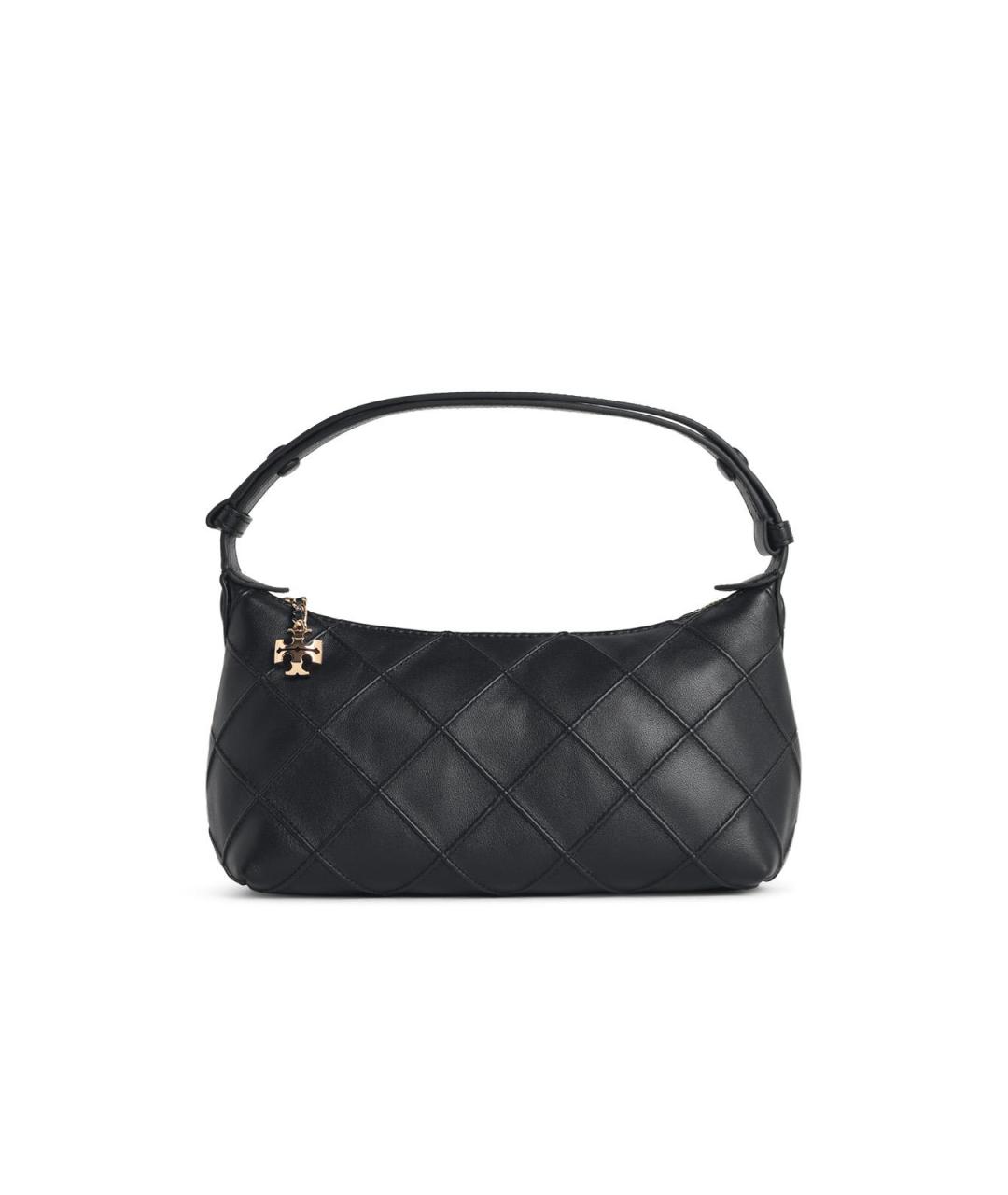 TORY BURCH Черная кожаная сумка с короткими ручками, фото 1