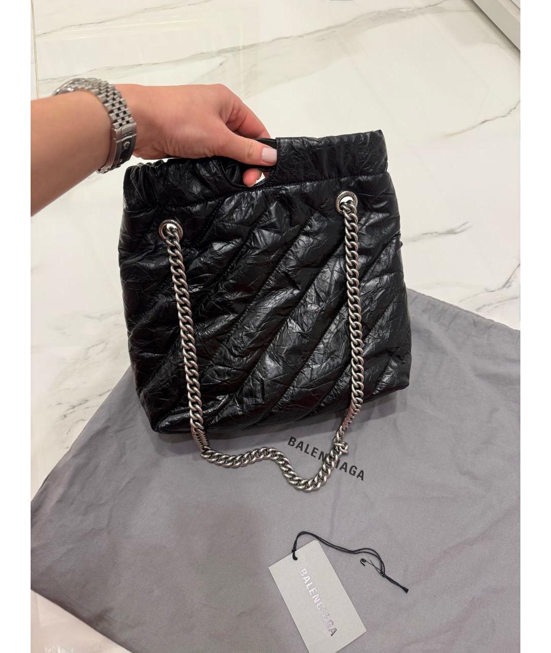 BALENCIAGA Черная кожаная сумка тоут, фото 7