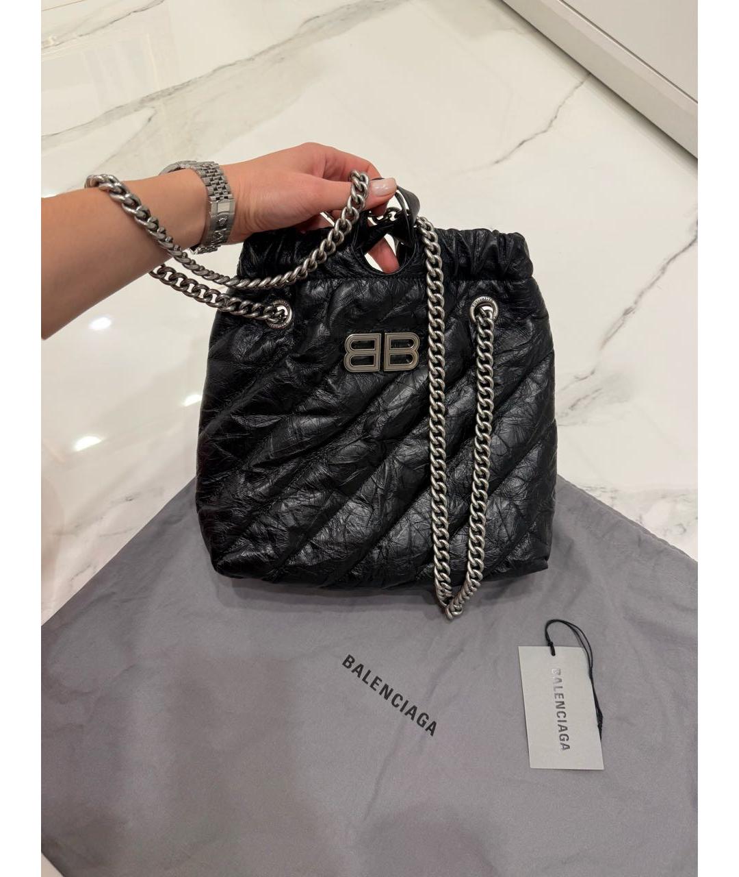 BALENCIAGA Черная кожаная сумка тоут, фото 3