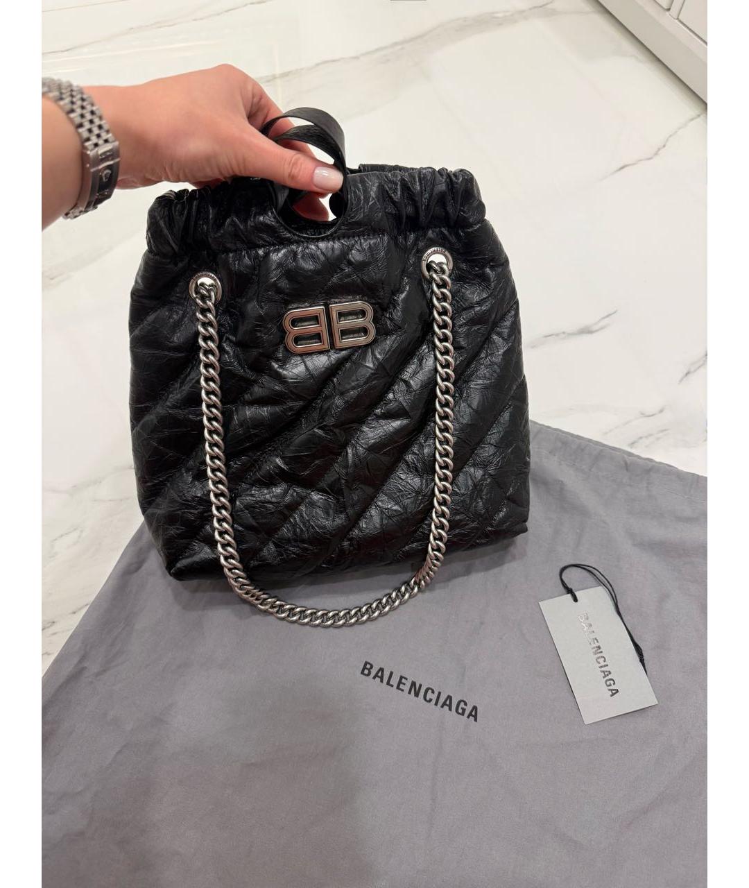 BALENCIAGA Черная кожаная сумка тоут, фото 4