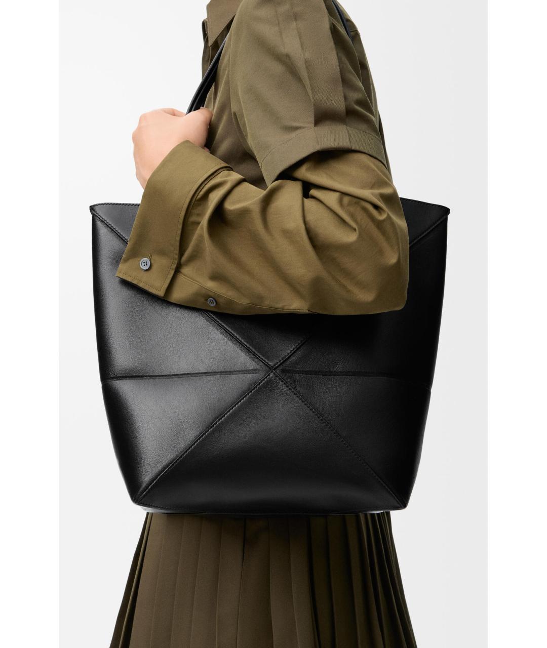 LOEWE Черная кожаная сумка тоут, фото 3