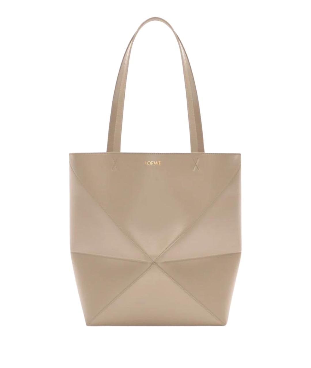 LOEWE Бежевая кожаная сумка тоут, фото 1
