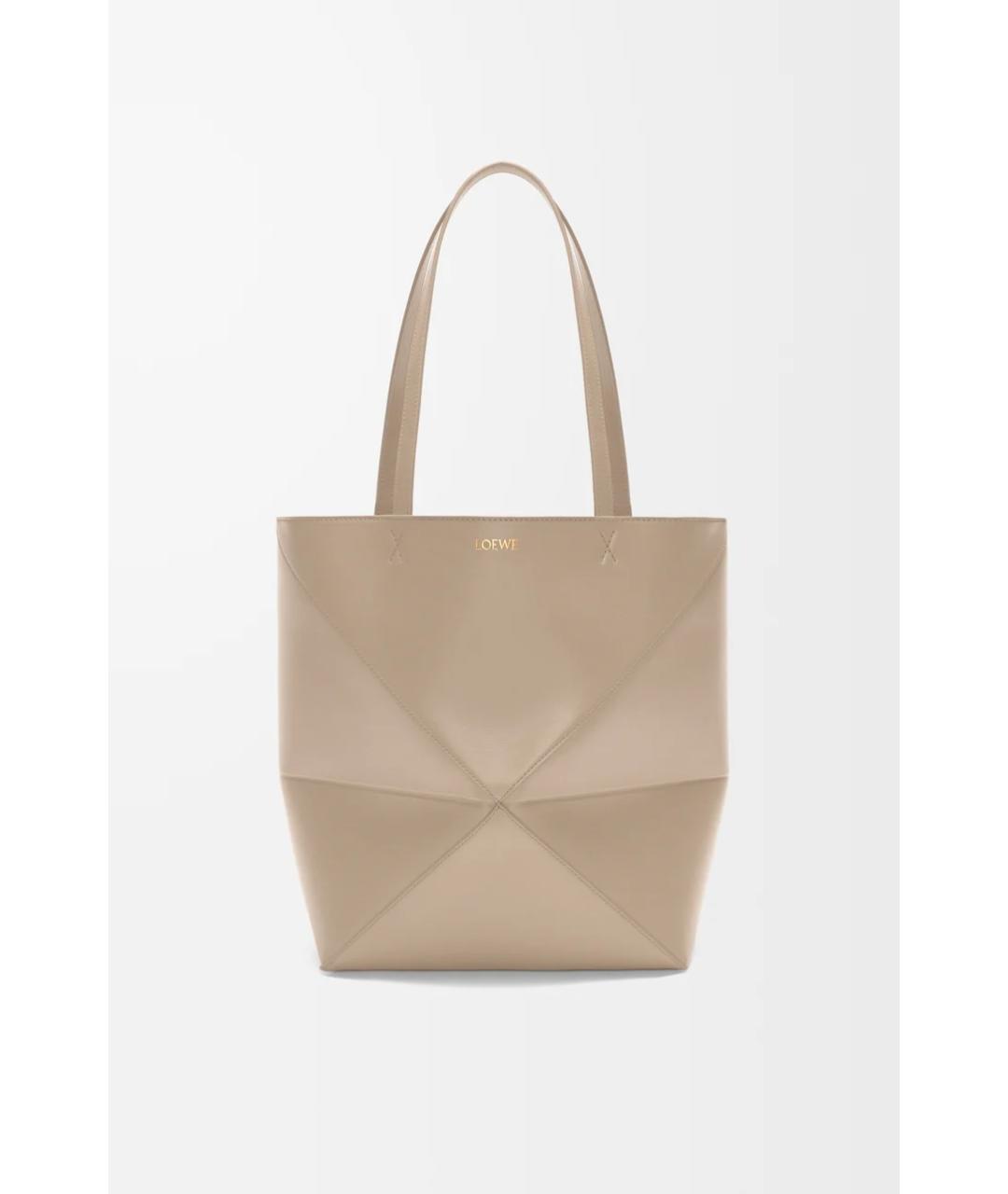 LOEWE Бежевая кожаная сумка тоут, фото 6