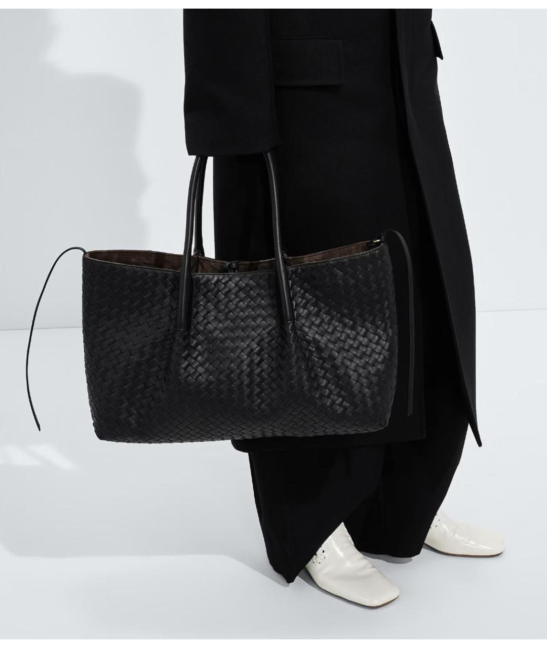 BOTTEGA VENETA Черная кожаная сумка тоут, фото 2