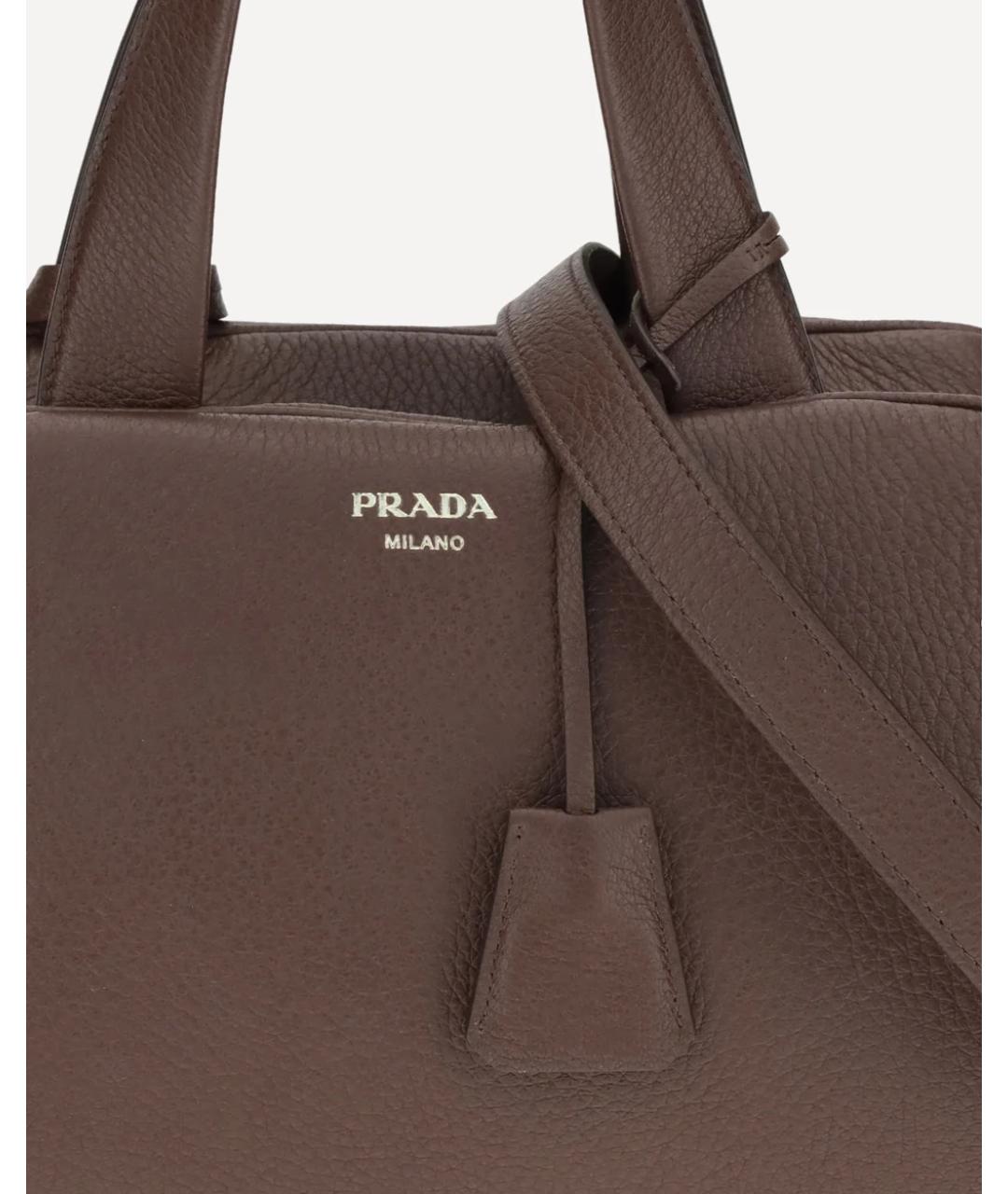 PRADA Коричневая кожаная сумка через плечо, фото 4