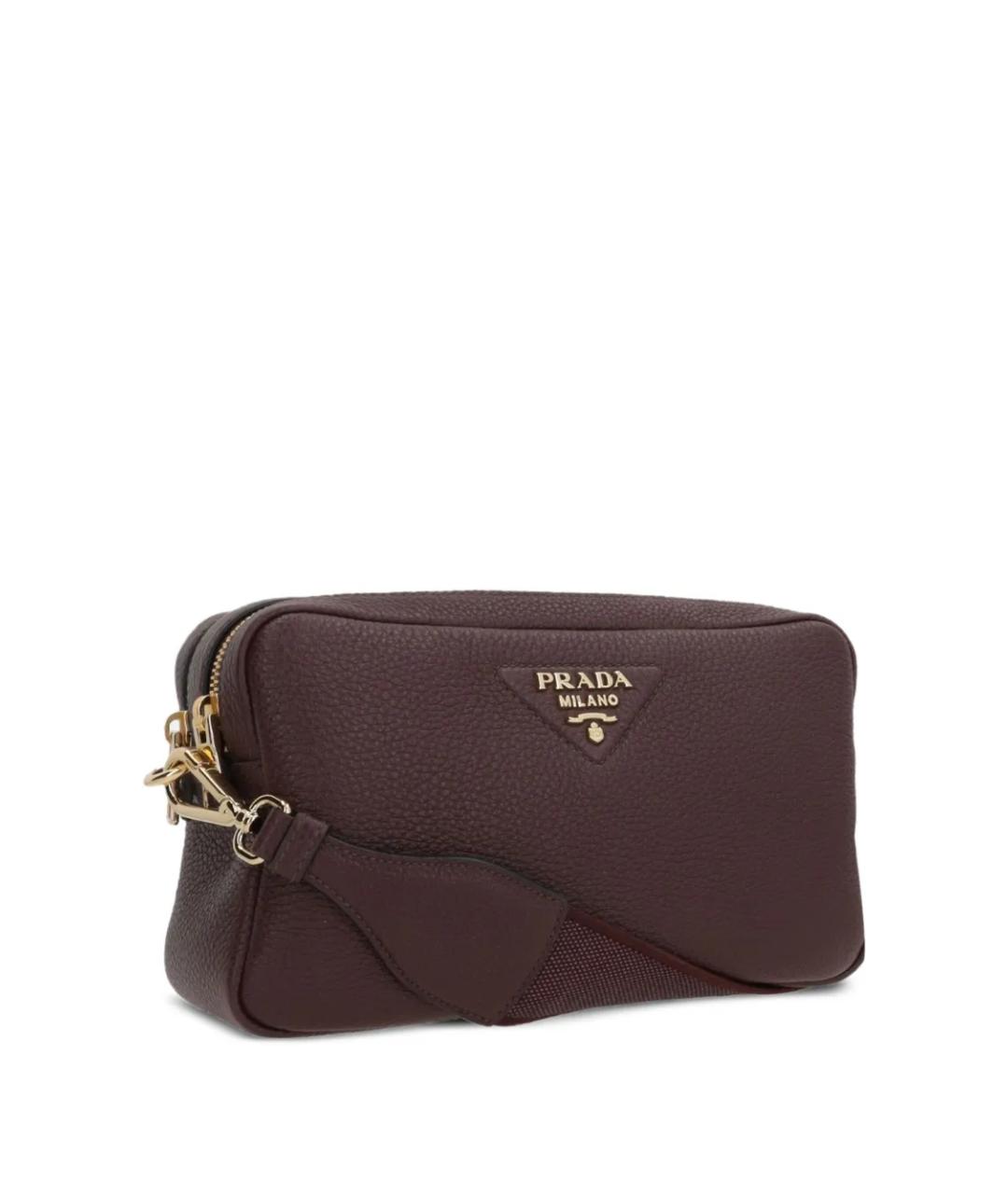 PRADA Бордовая кожаная сумка через плечо, фото 3
