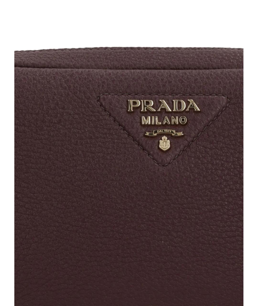 PRADA Бордовая кожаная сумка через плечо, фото 4