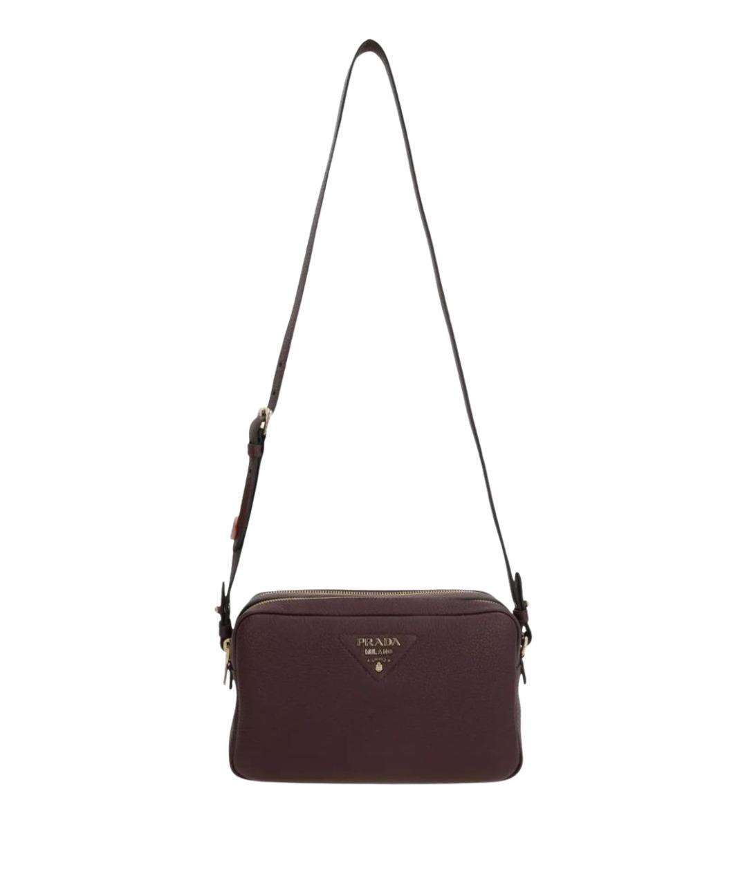 PRADA Бордовая кожаная сумка через плечо, фото 1