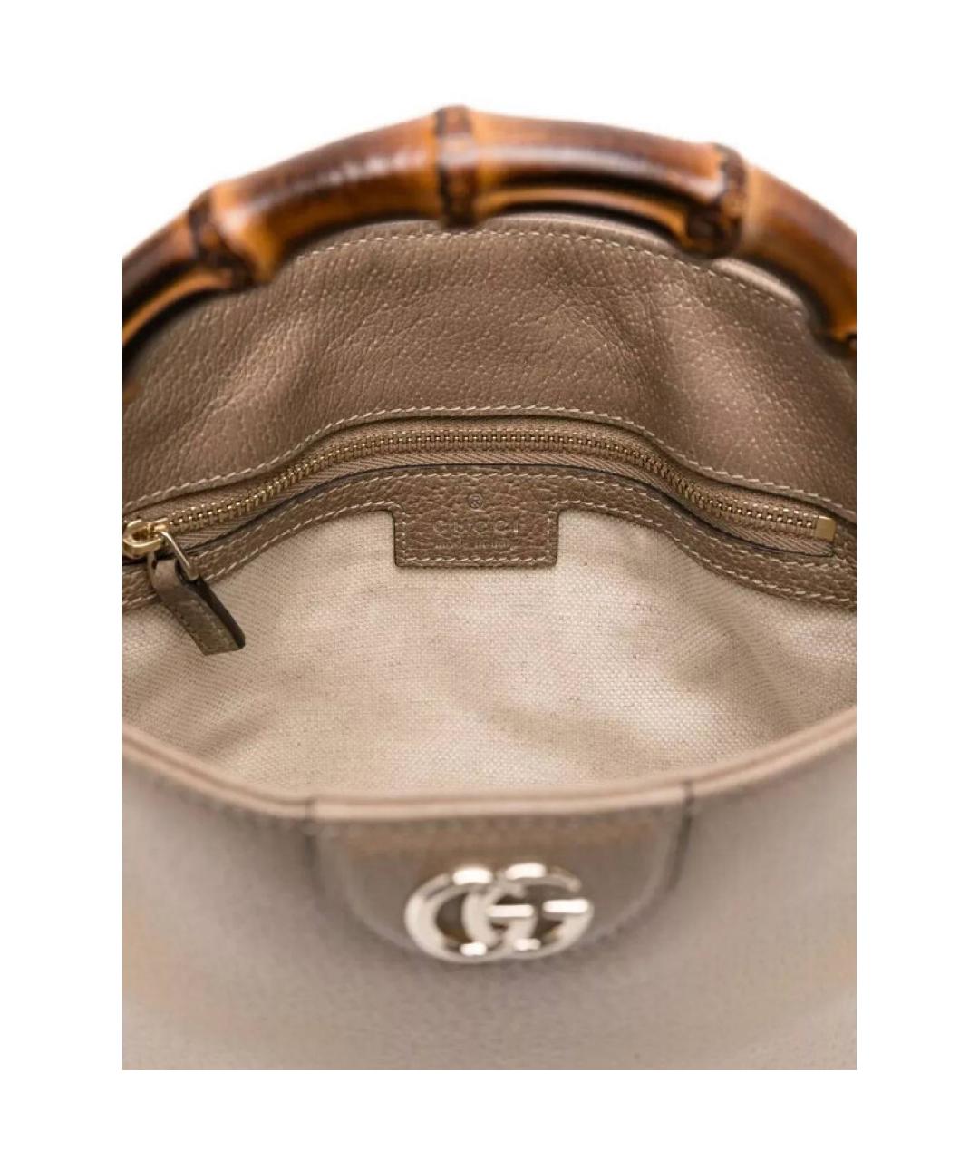 GUCCI Бежевая кожаная сумка с короткими ручками, фото 4