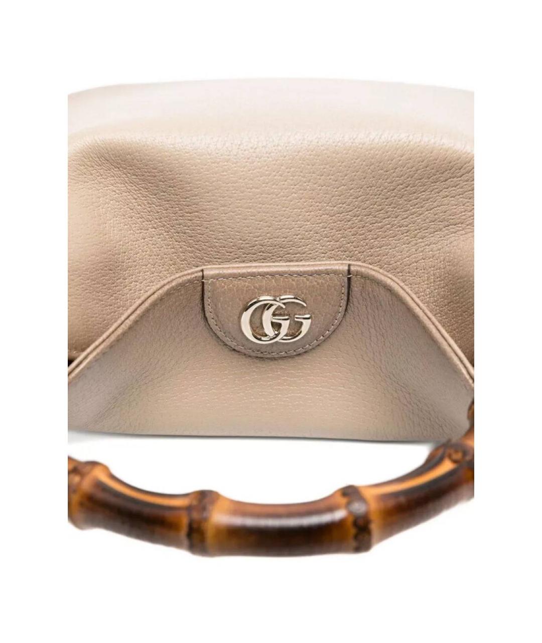 GUCCI Бежевая кожаная сумка с короткими ручками, фото 3